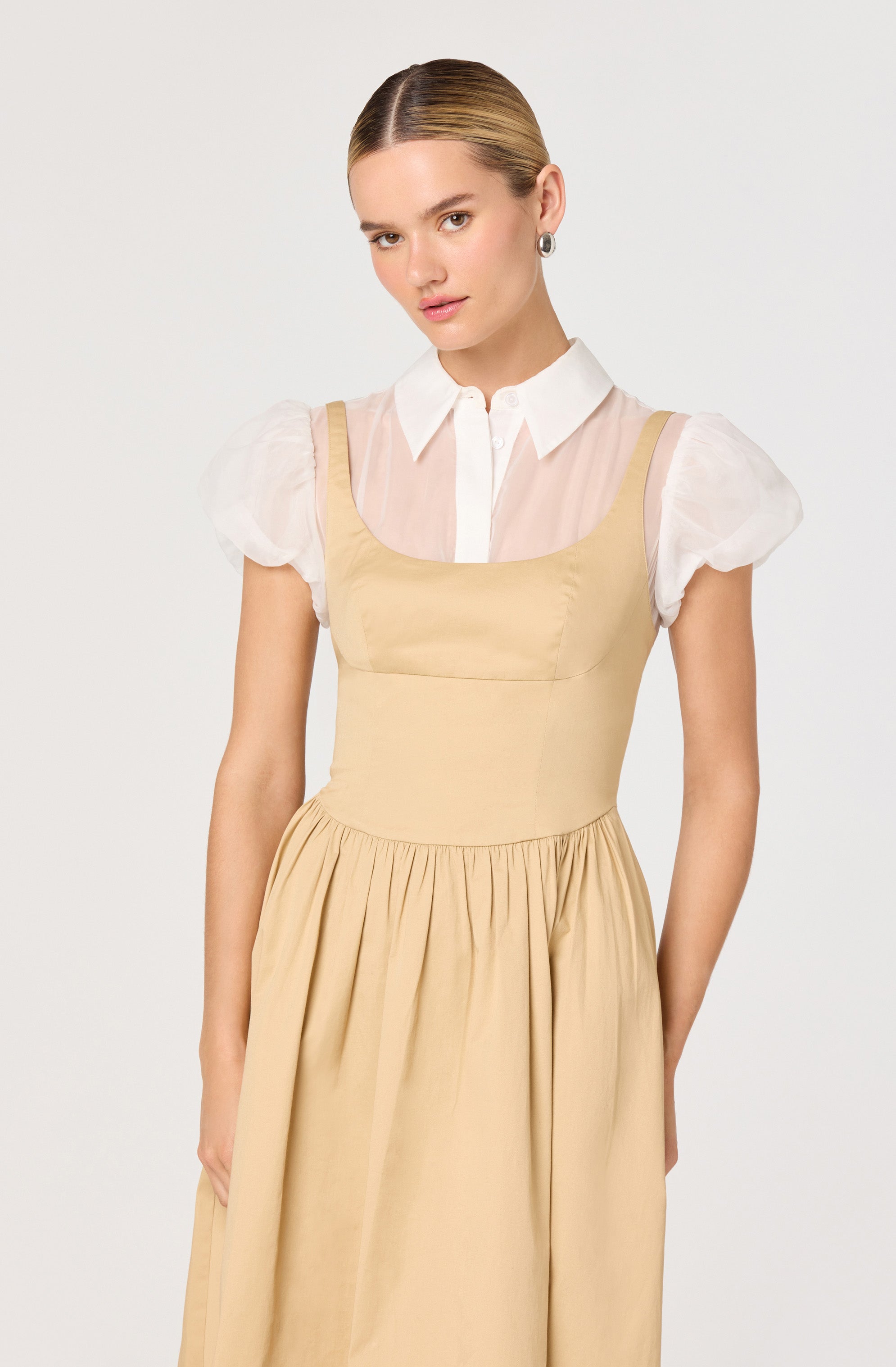 Carrington Mixed Media Layered Midi Dress