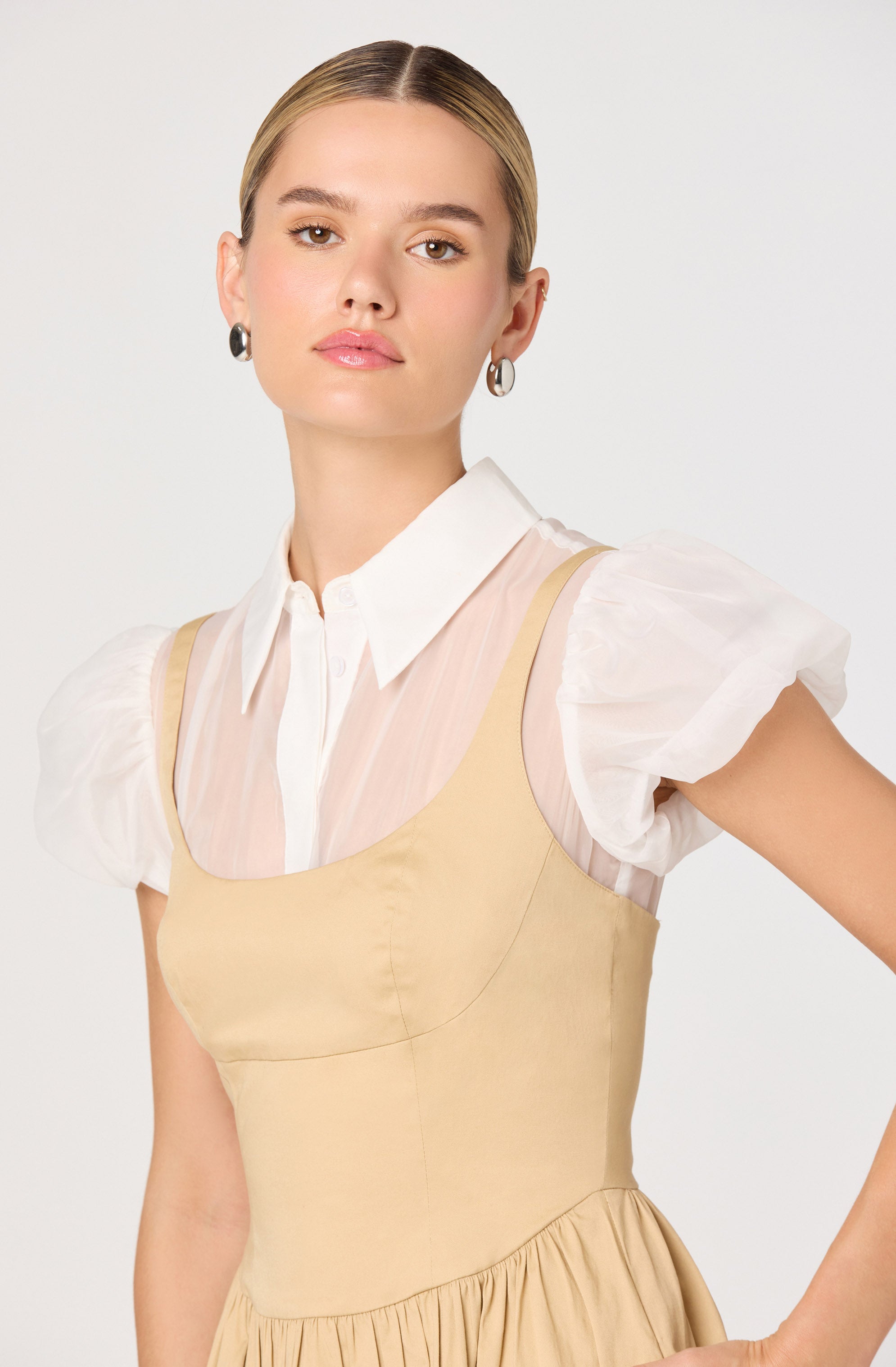 Carrington Mixed Media Layered Midi Dress