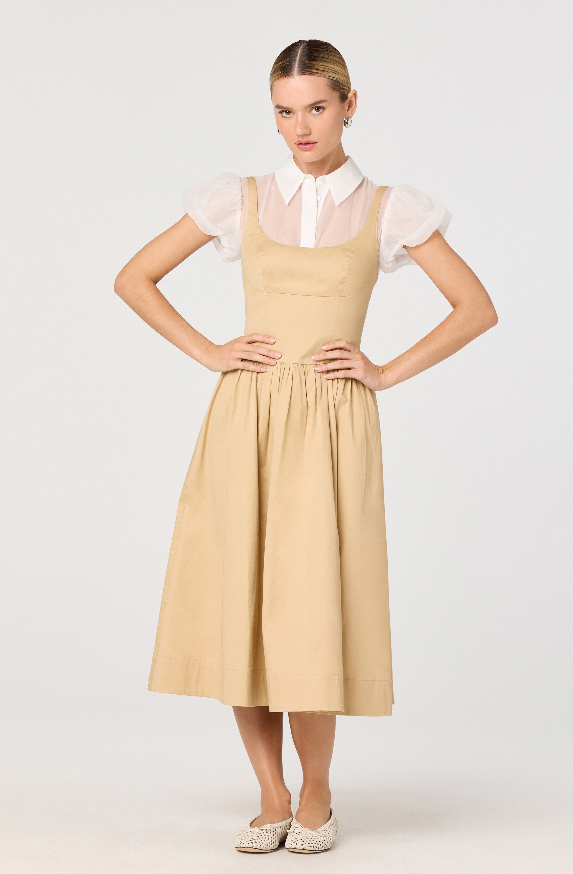 Carrington Mixed Media Layered Midi Dress