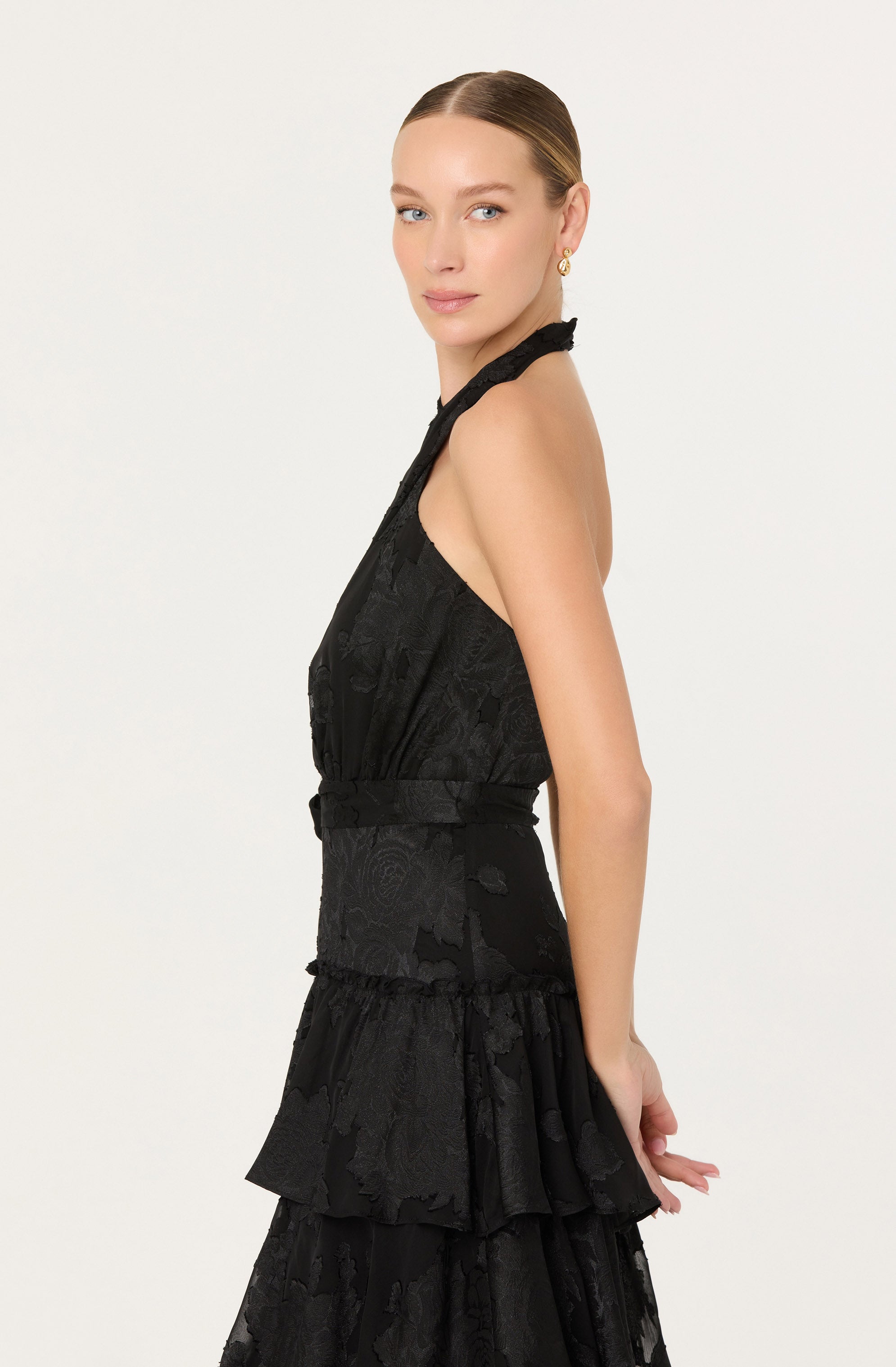 Adamaris Tiered Halter Maxi Dress
