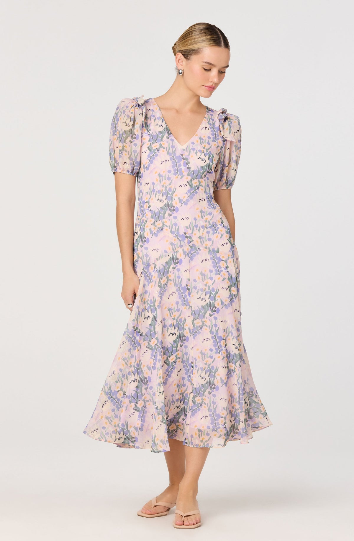Jessenia Floral Puff Sleeve Midi Dress