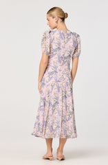 Jessenia Floral Puff Sleeve Midi Dress
