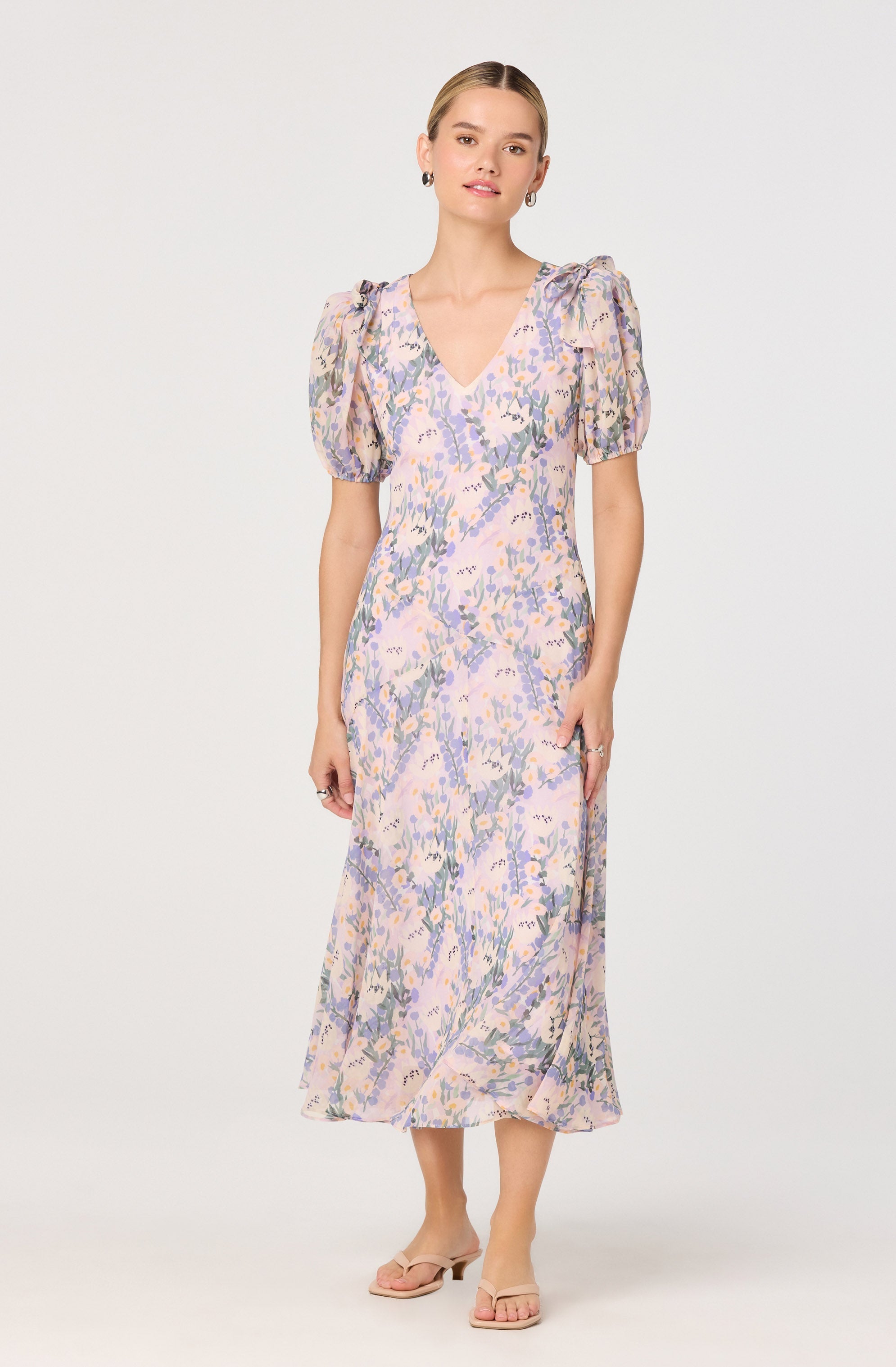 Jessenia Floral Puff Sleeve Midi Dress