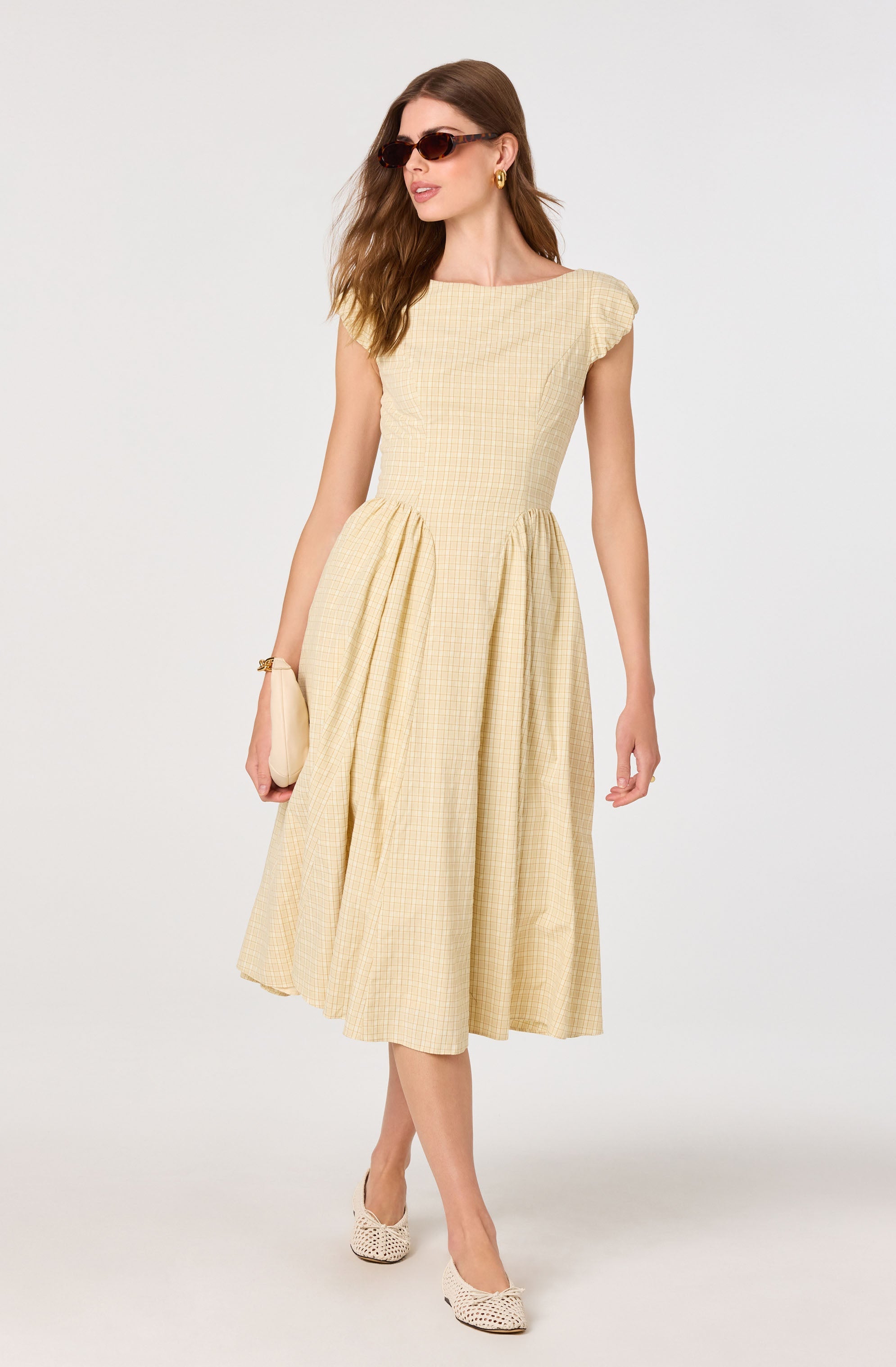 Emalee Plaid A-Line Midi Dress