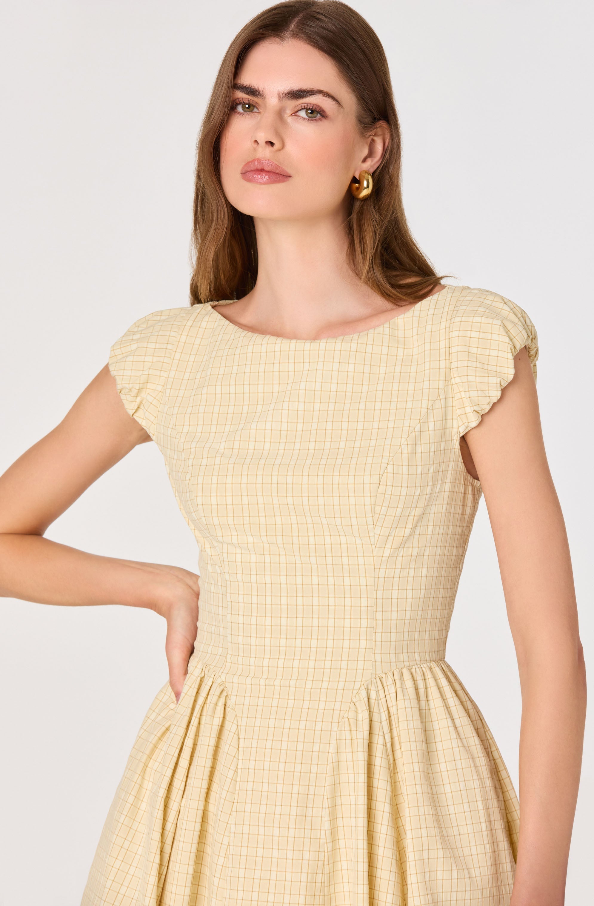 Emalee Plaid A-Line Midi Dress