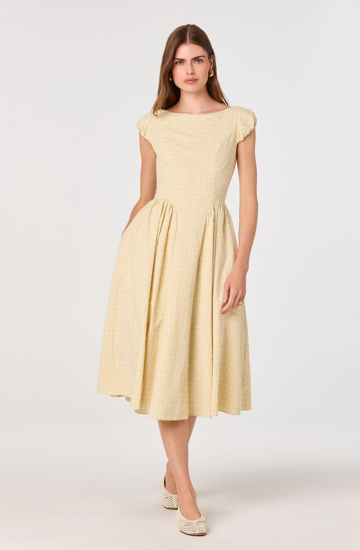 Emalee Plaid A-Line Midi Dress