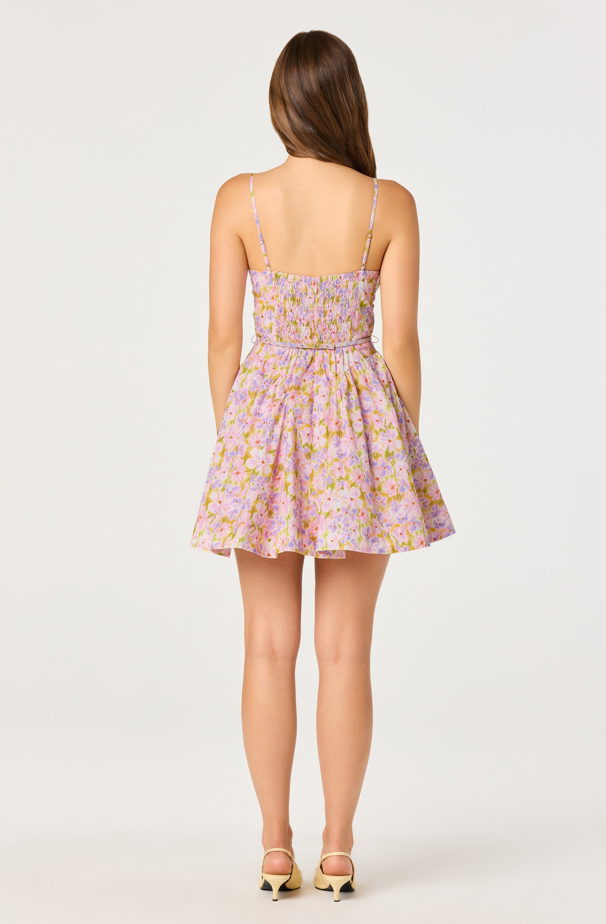 Isha Floral Sweetheart Mini Dress with Belt
