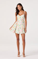 Birdie Floral Eyelet Sweetheart Mini Dress