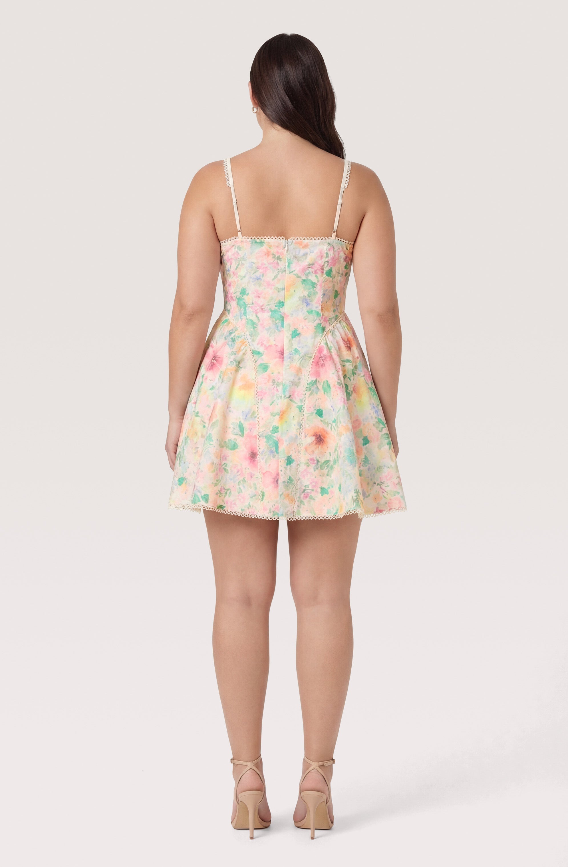 Birdie Floral Eyelet Sweetheart Mini Dress