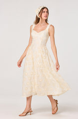 Caerwyn Eyelet Embroidery Sweetheart Midi Dress