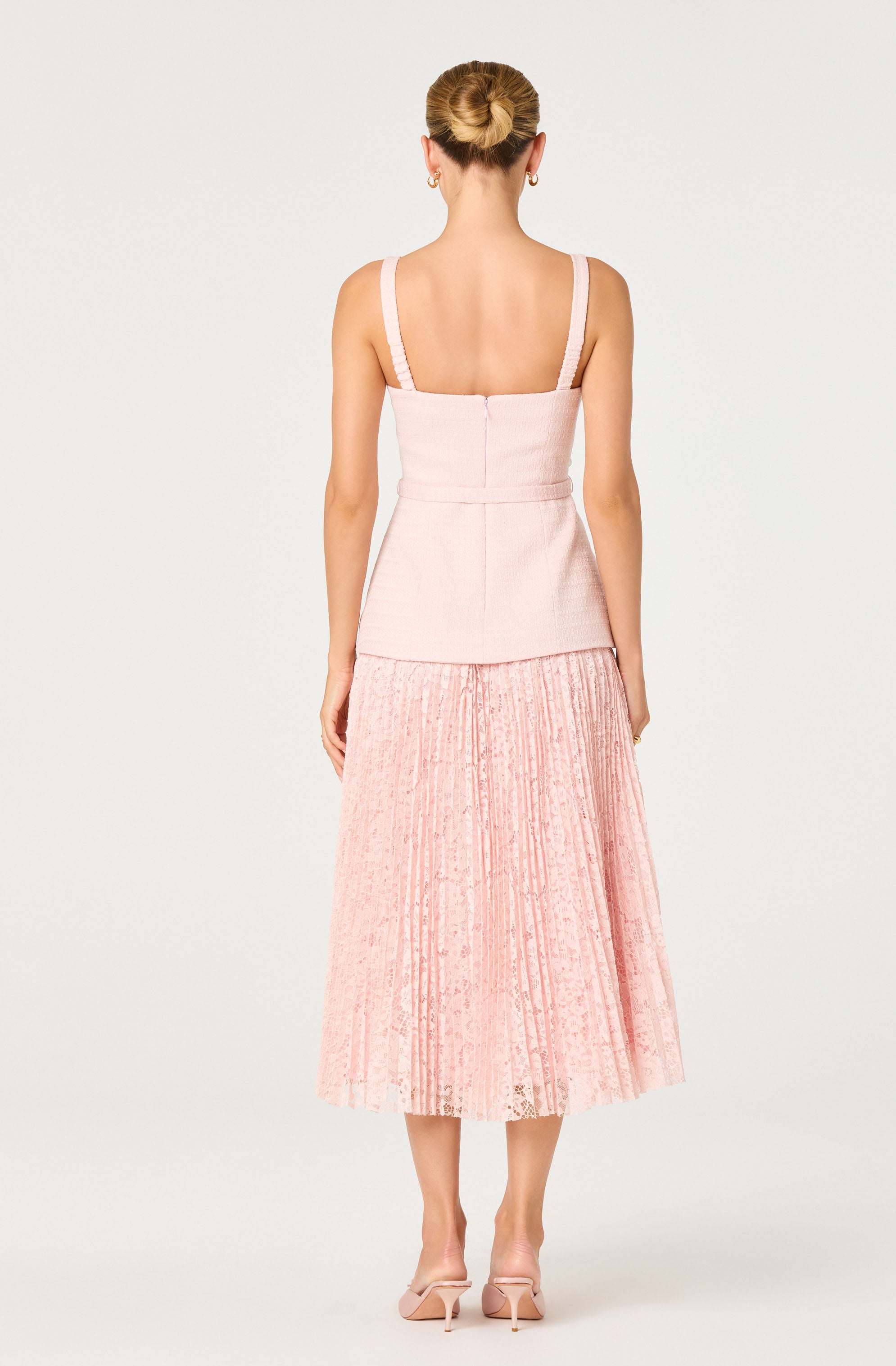 Caitlin Mixed Media Tweed Midi Dress