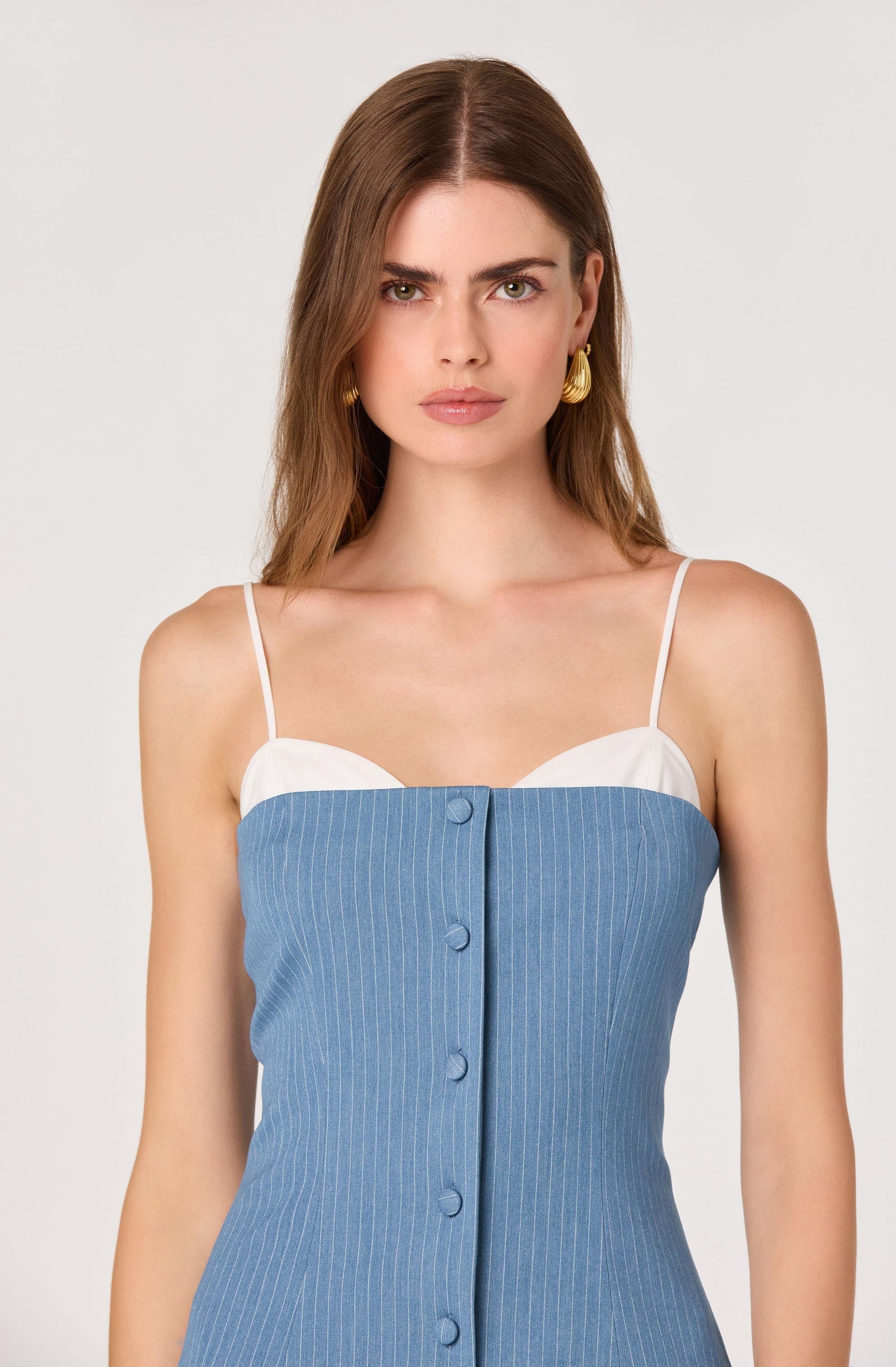 Amren Mixed Media Denim Mini Dress