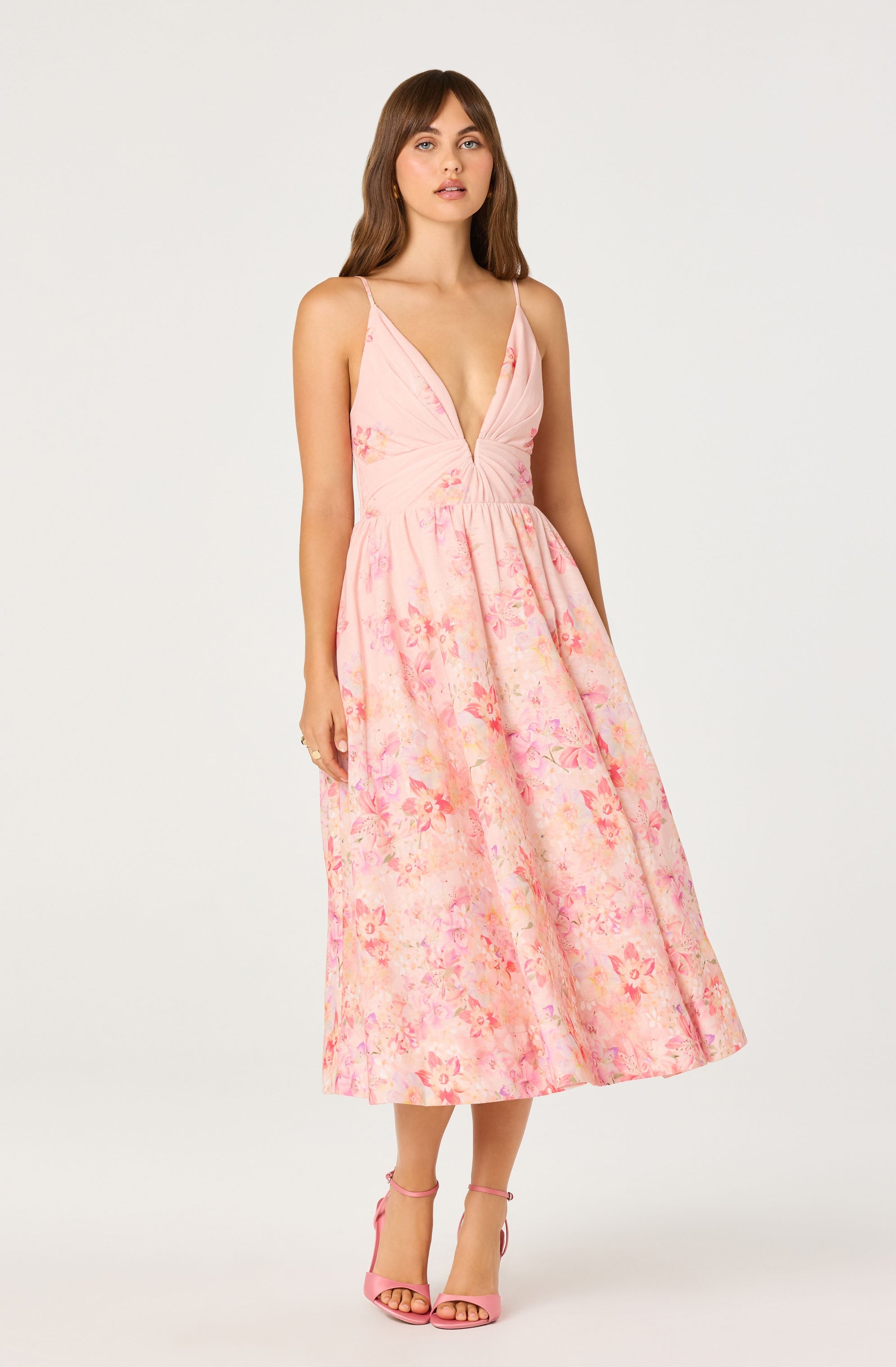 Janna Floral Plunge Midi Dress
