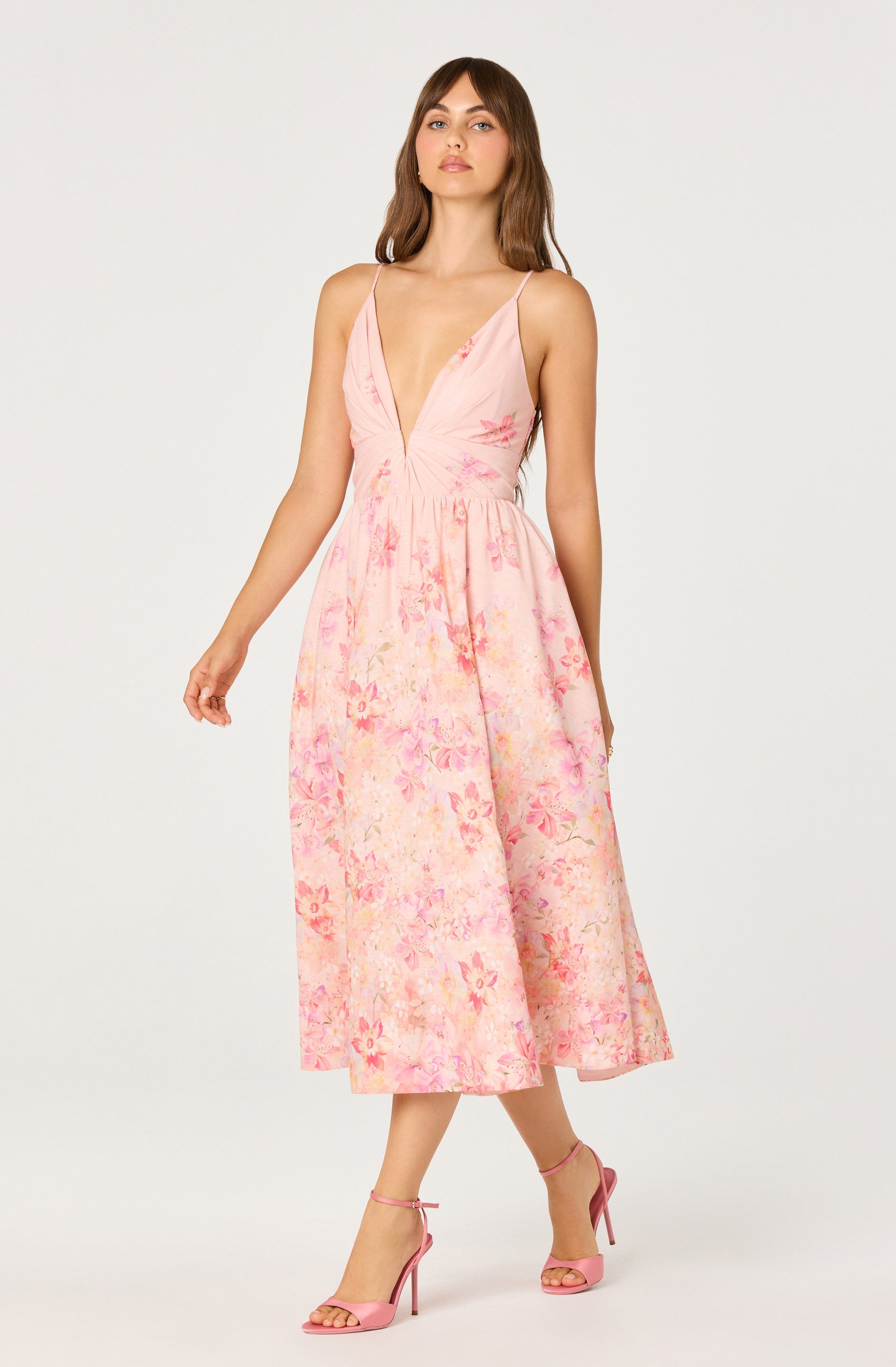 Janna Floral Plunge Midi Dress