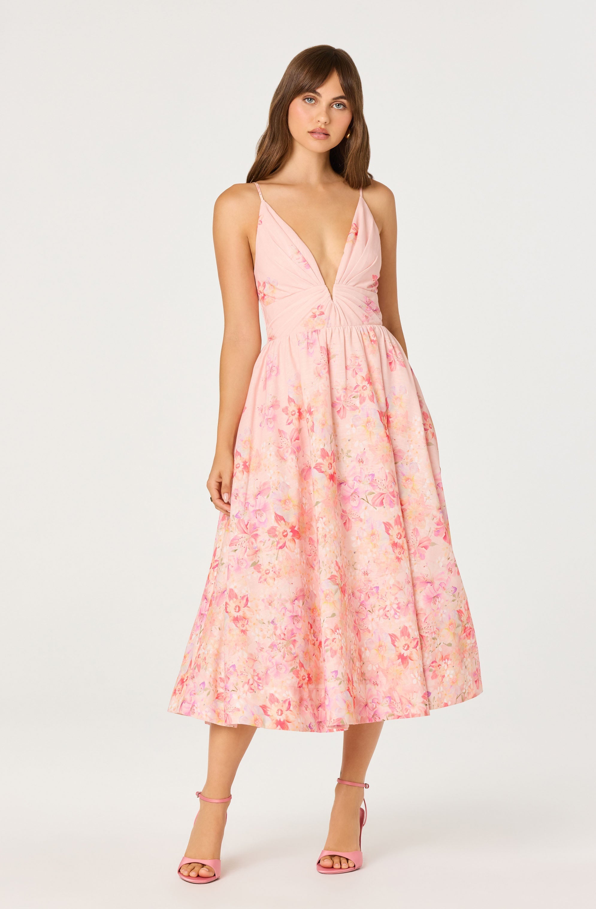 Janna Floral Plunge Midi Dress