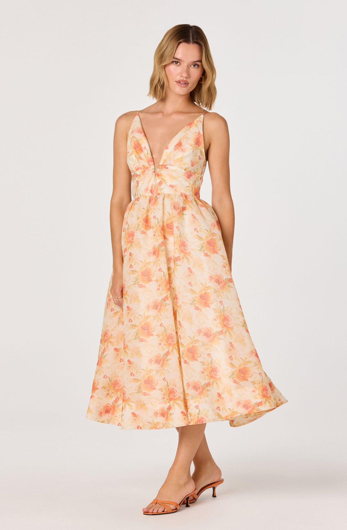 Janna Floral Plunge Midi Dress