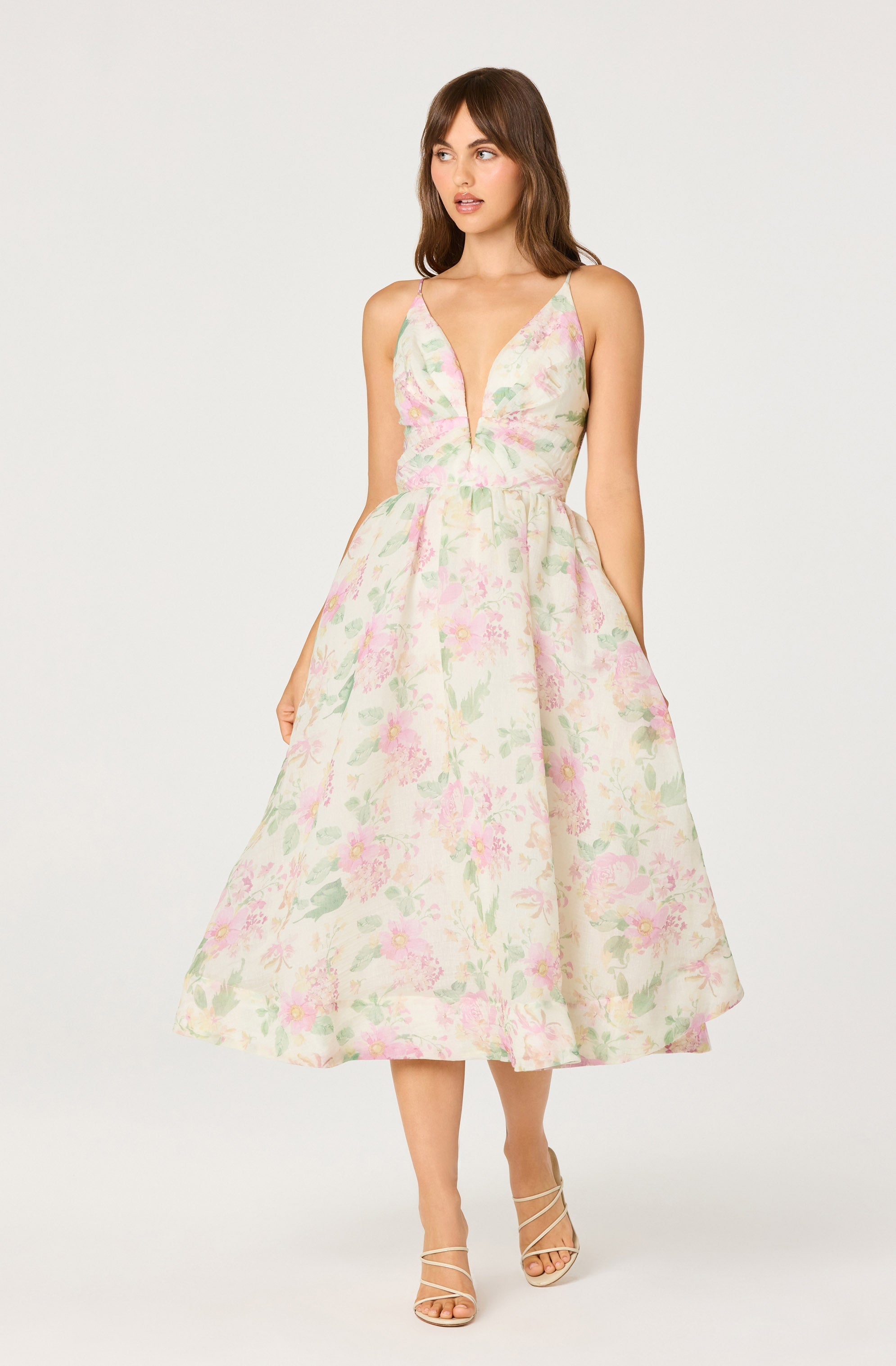 Janna Floral Plunge Midi Dress