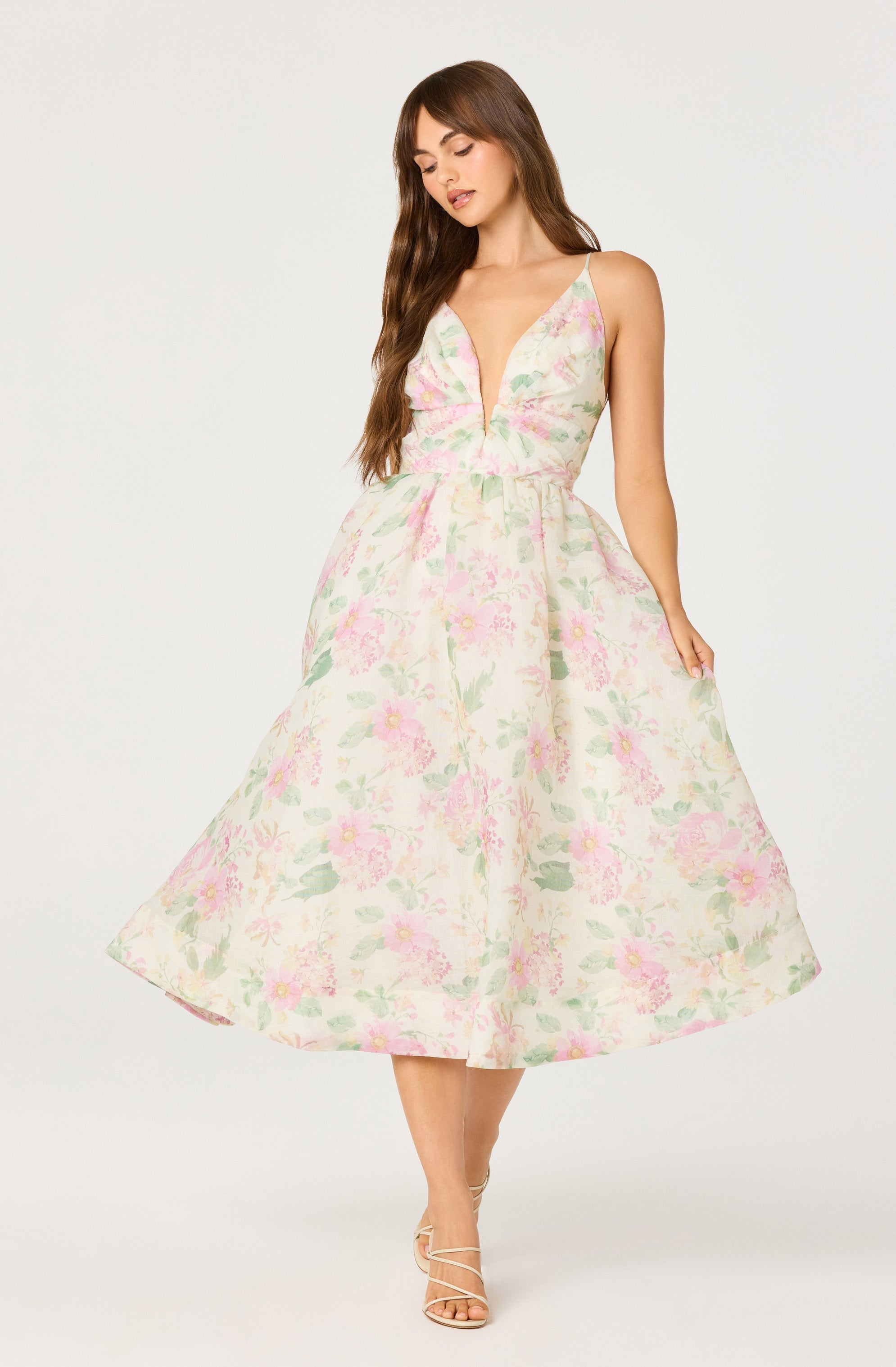 Janna Floral Plunge Midi Dress