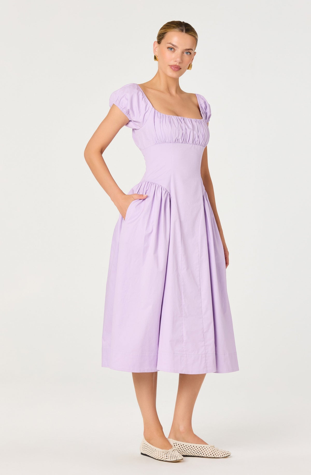 Adilene Cotton Milkmaid Midi Dress