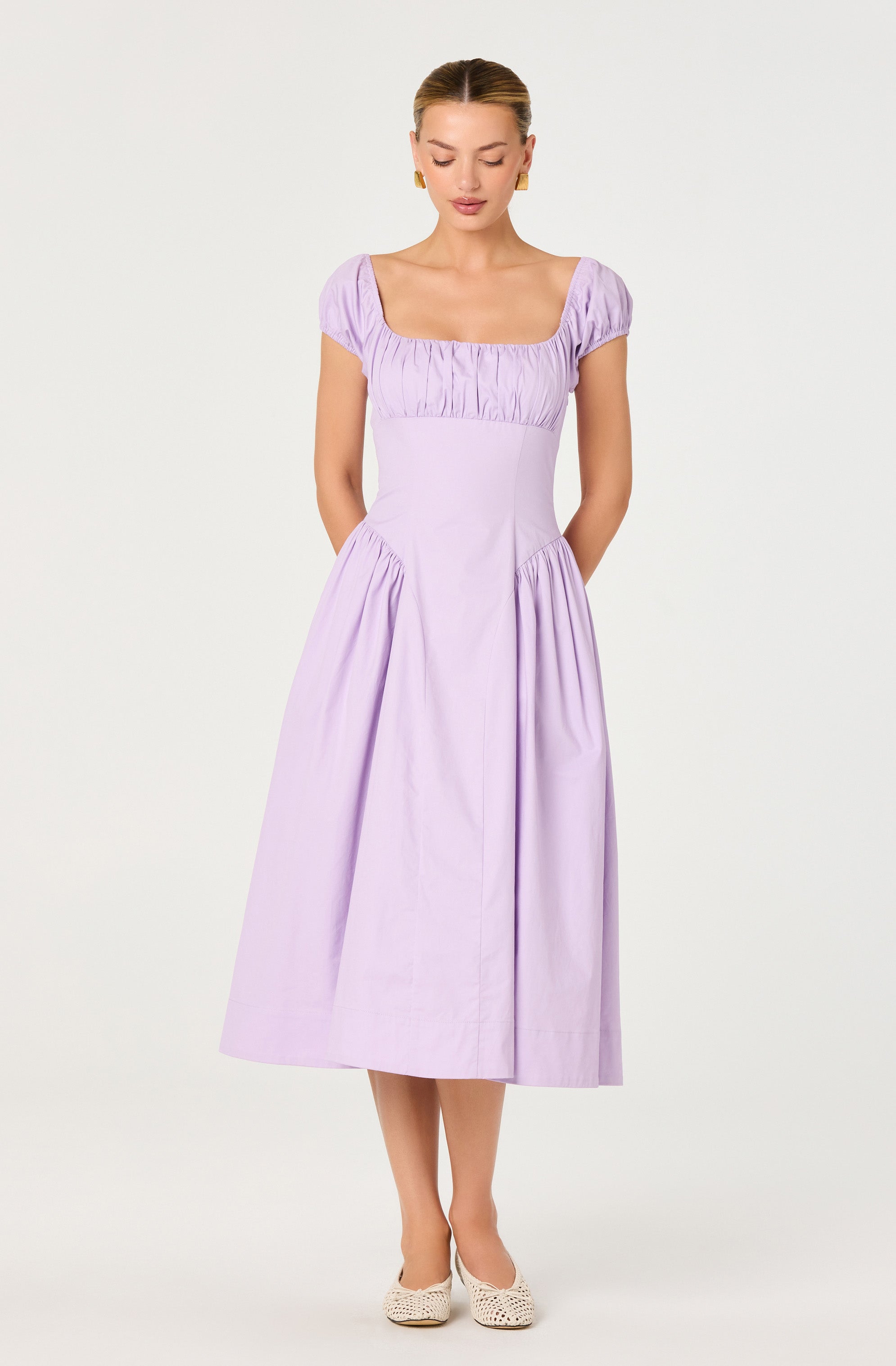 Adilene Cotton Milkmaid Midi Dress