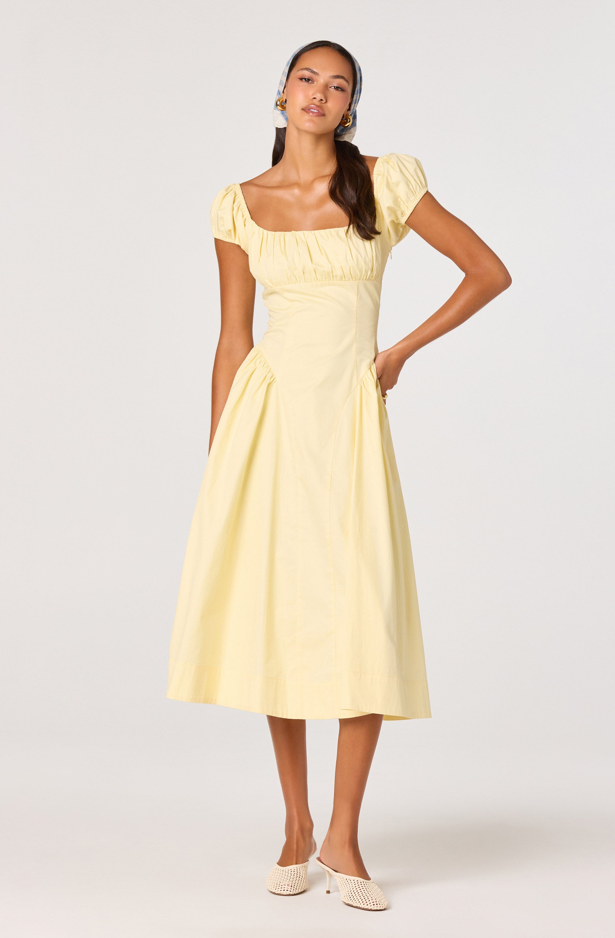 Adilene Cotton Milkmaid Midi Dress