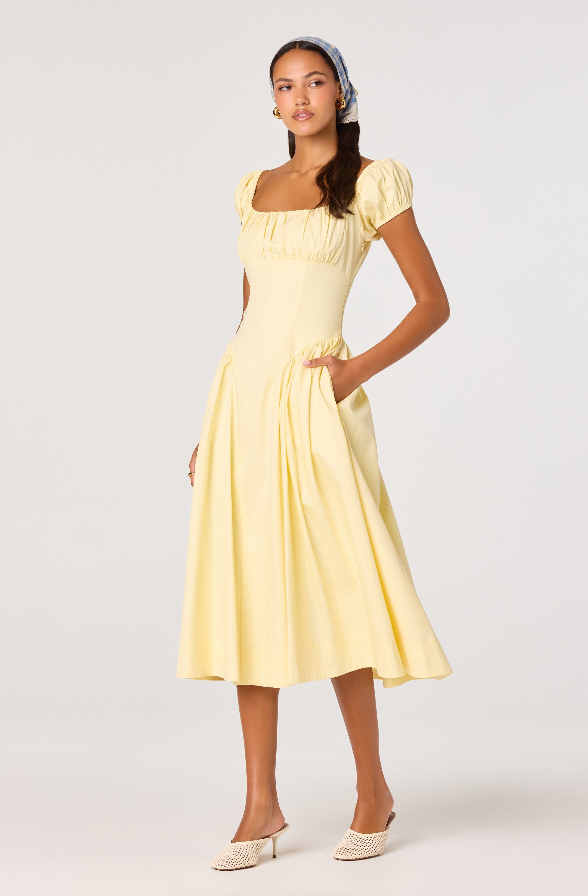Adilene Cotton Milkmaid Midi Dress