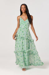 Ayanna Floral Pleated Tiered Maxi Dress