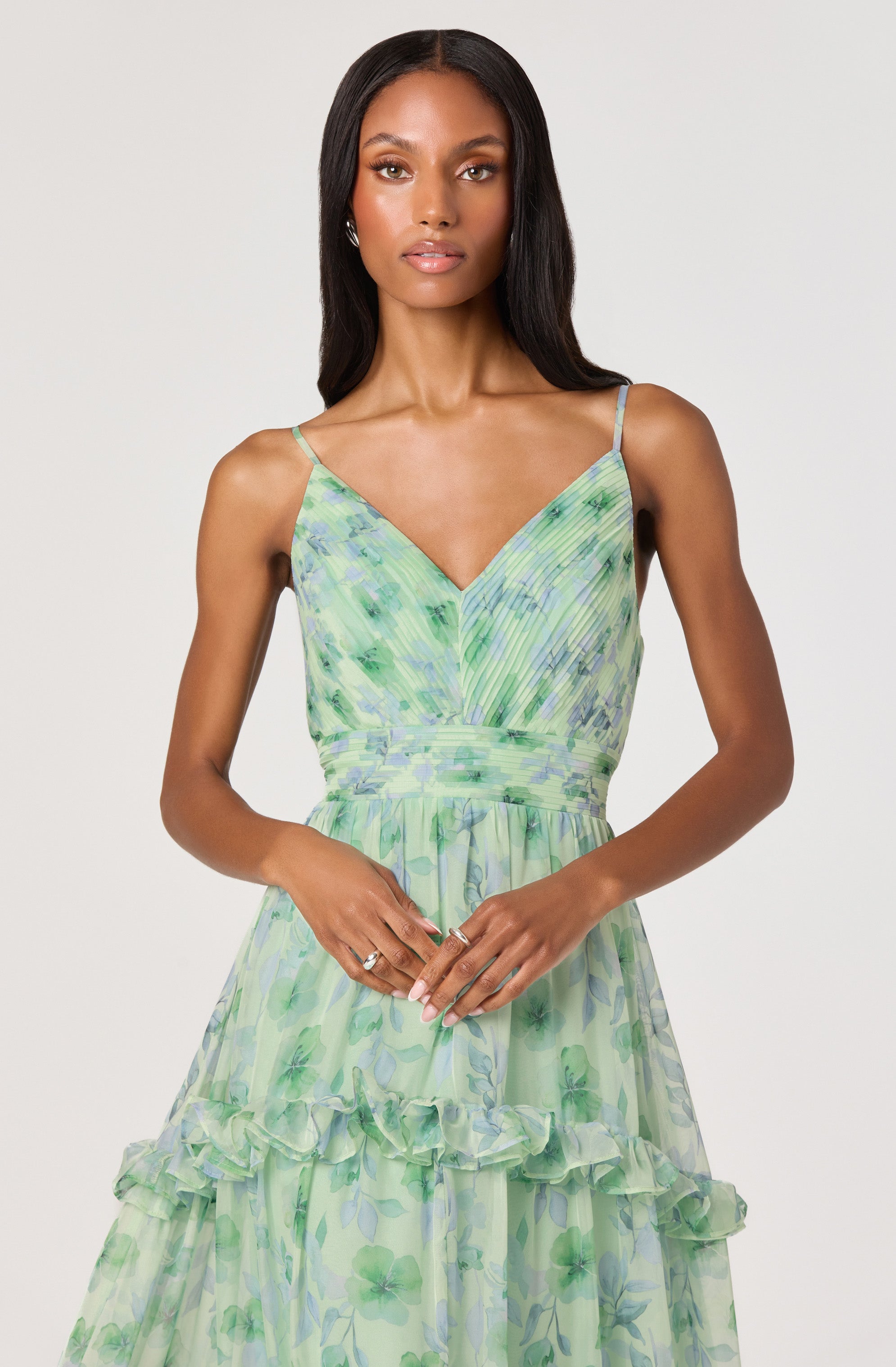 Ayanna Floral Pleated Tiered Maxi Dress