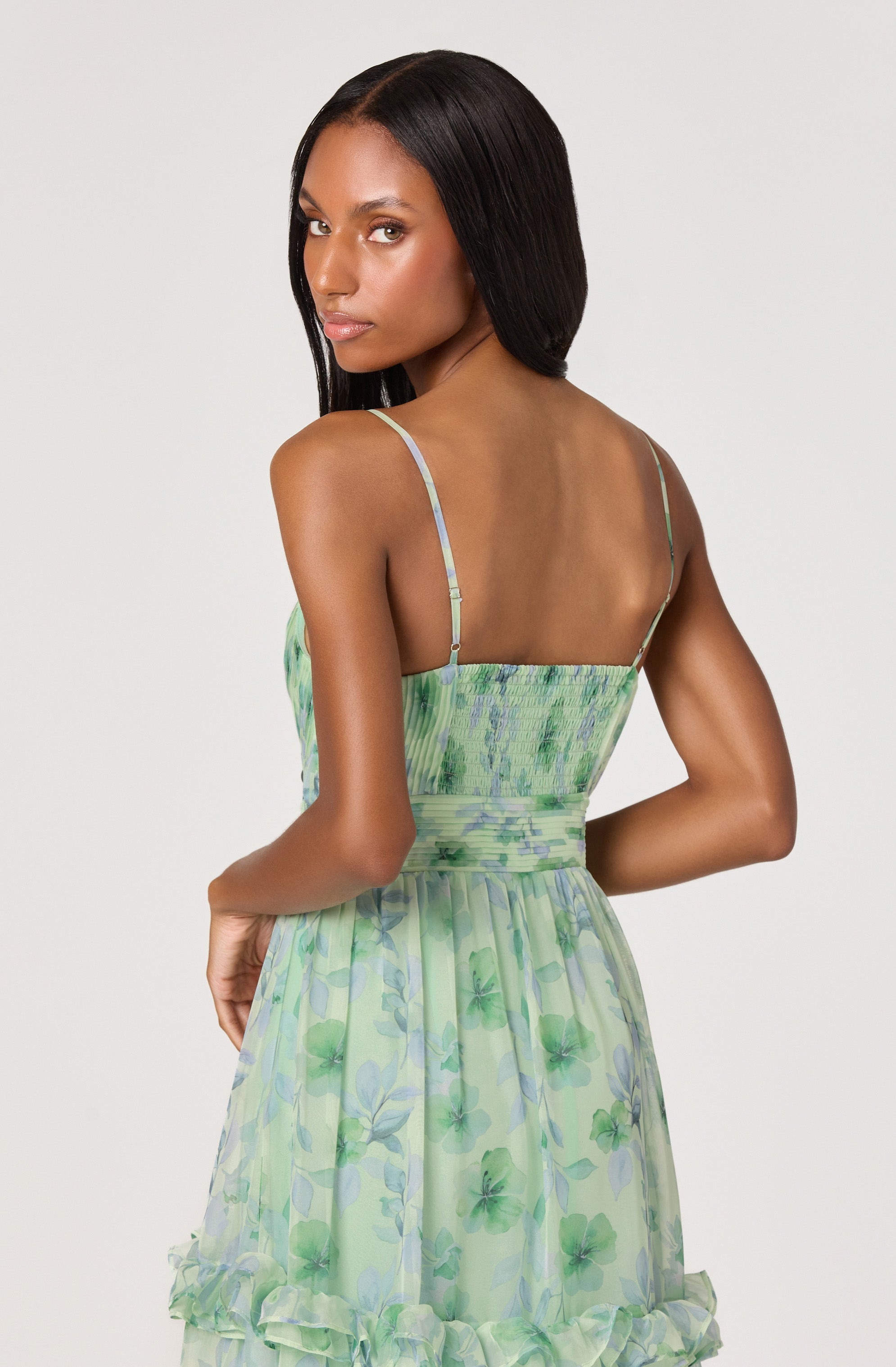 Ayanna Floral Pleated Tiered Maxi Dress