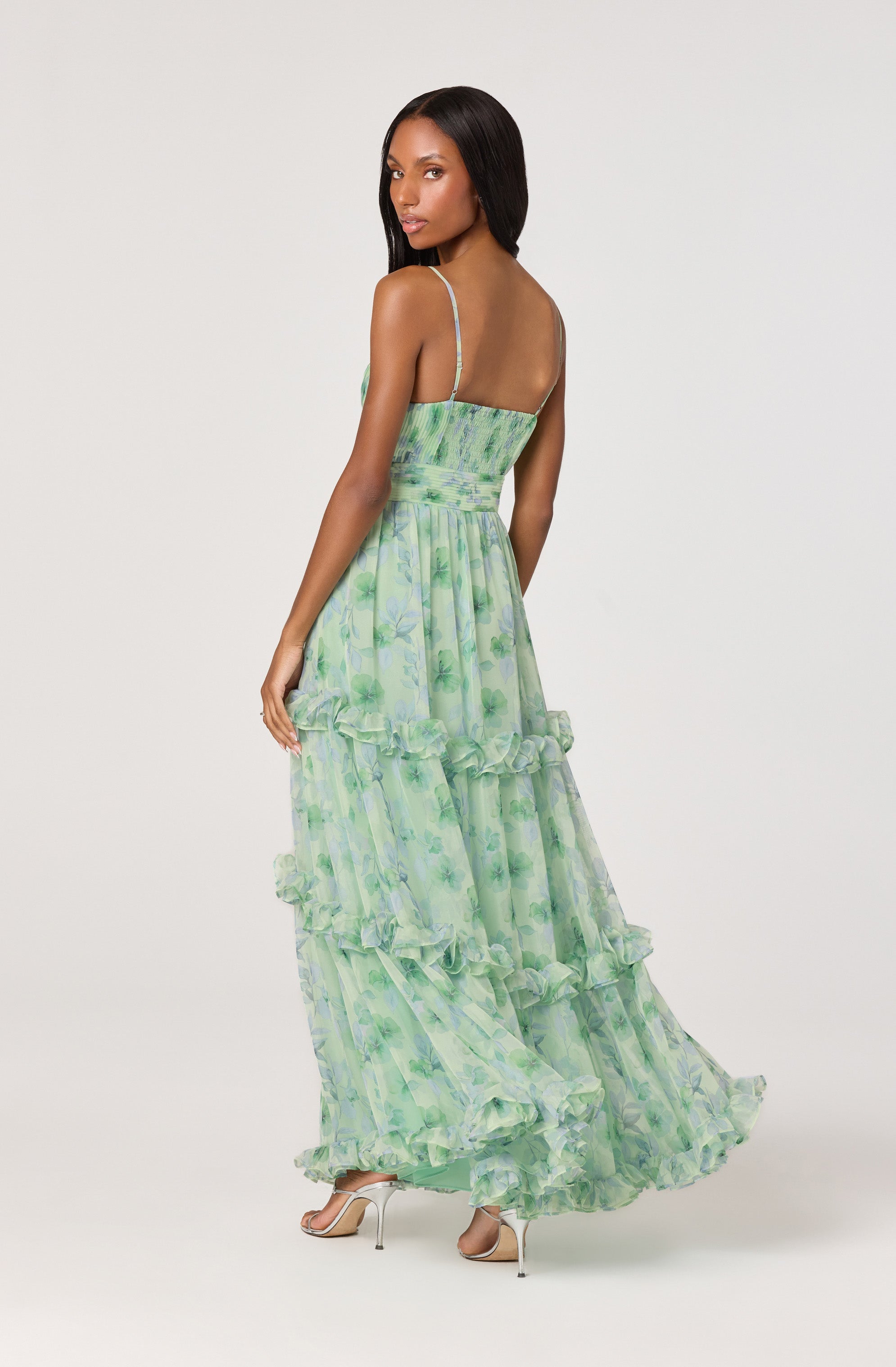 Ayanna Floral Pleated Tiered Maxi Dress