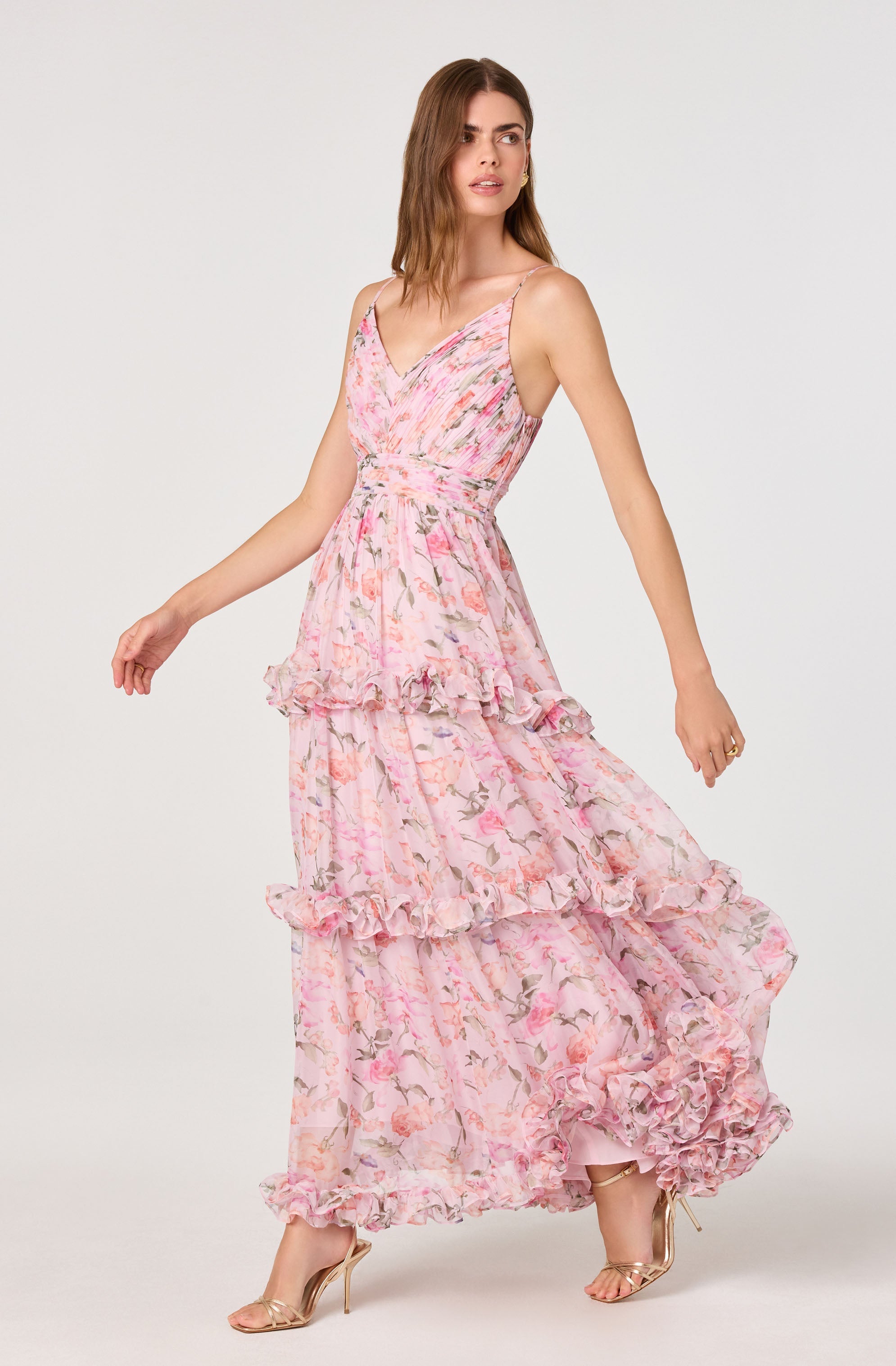 Ayanna Floral Pleated Tiered Maxi Dress