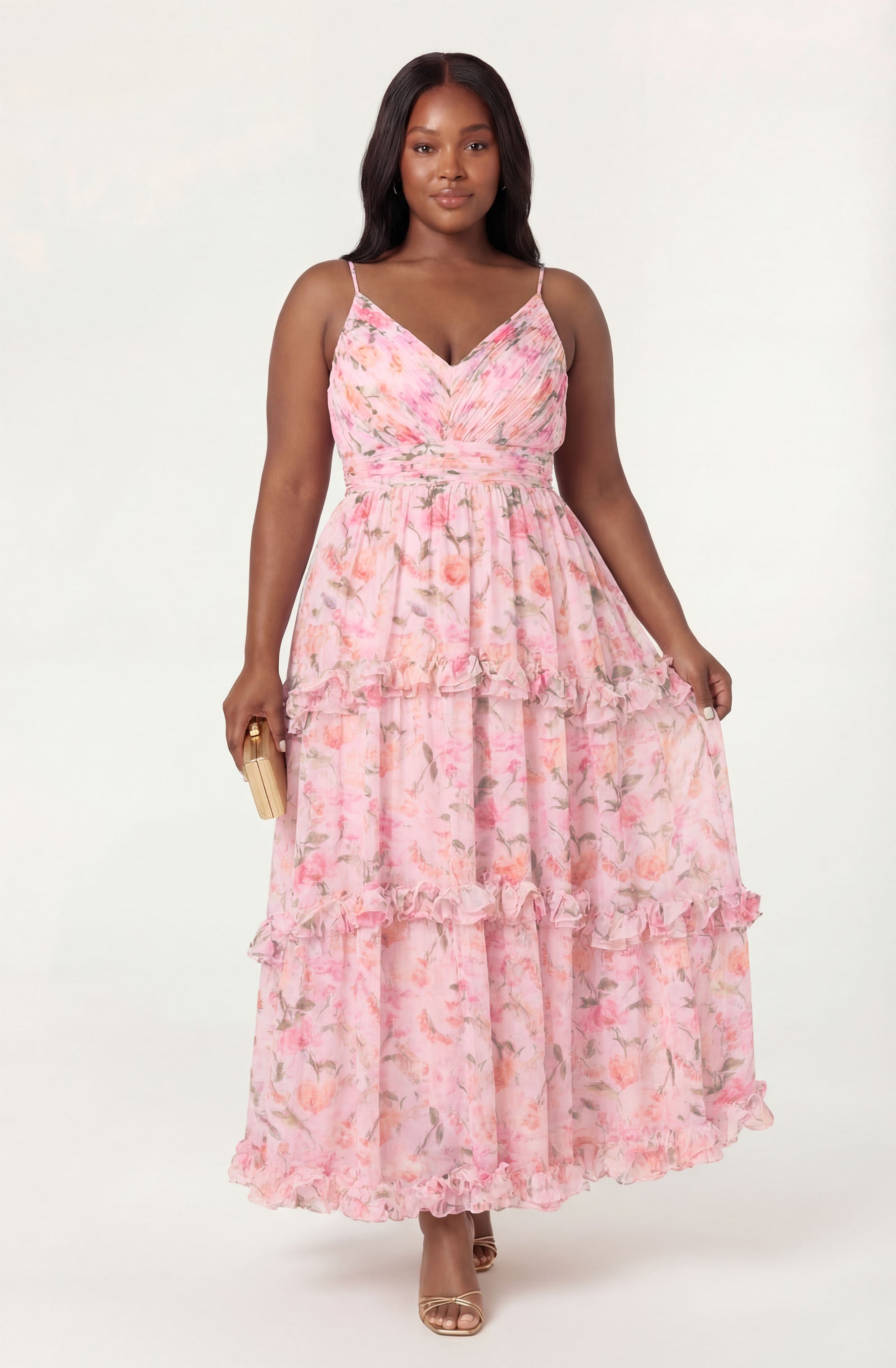 Ayanna Floral Pleated Tiered Maxi Dress