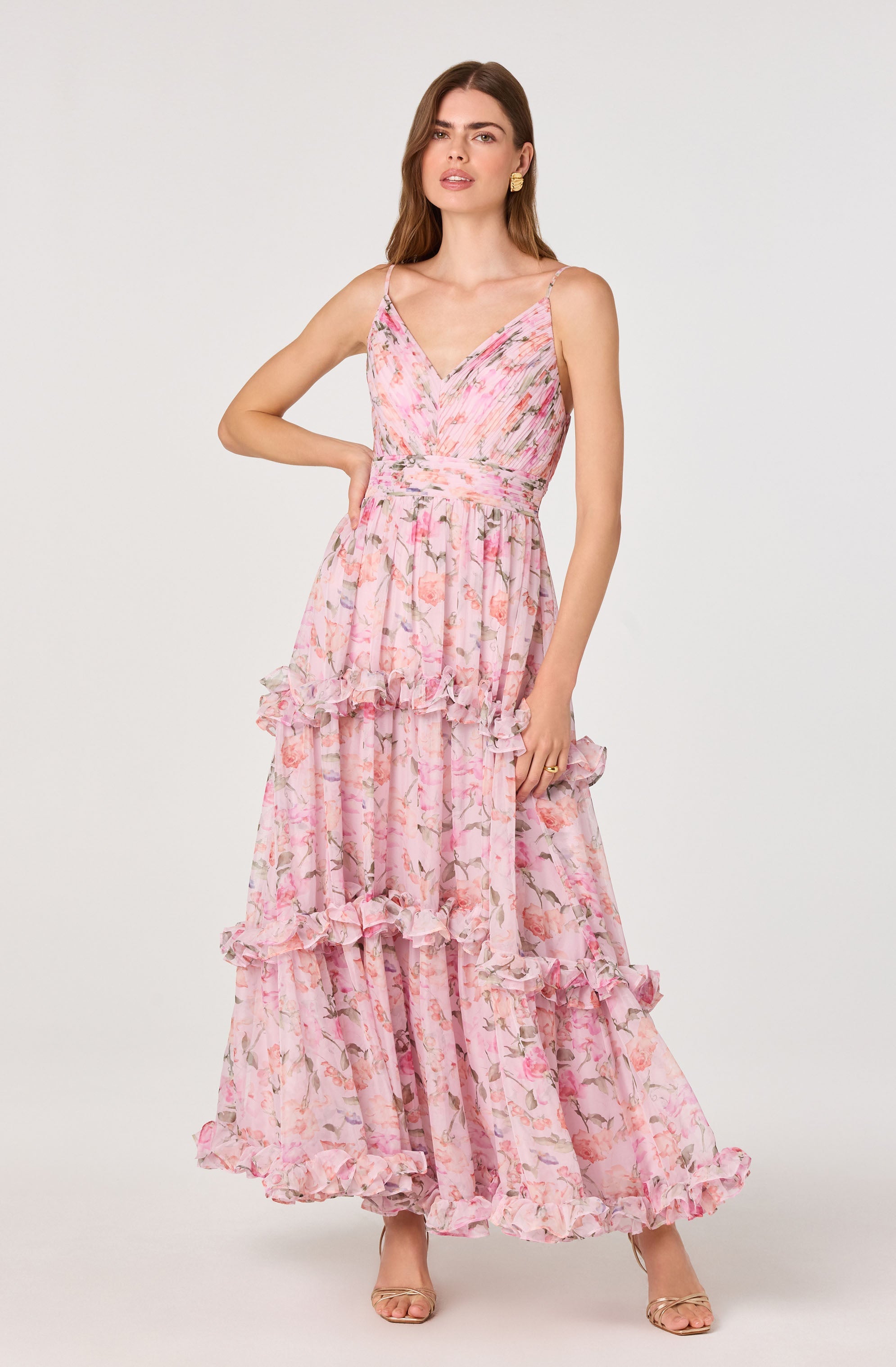 Ayanna Floral Pleated Tiered Maxi Dress