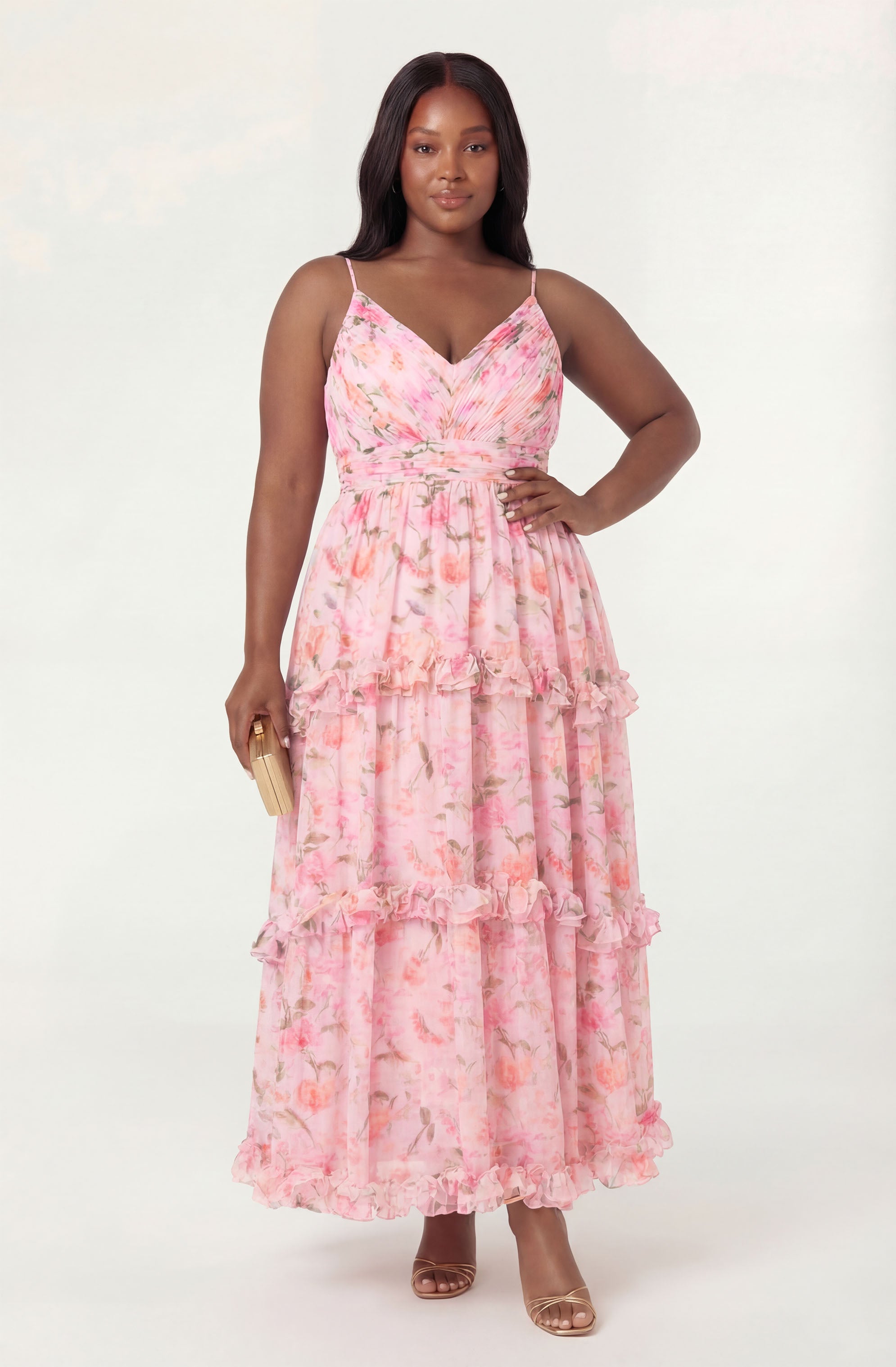 Ayanna Floral Pleated Tiered Maxi Dress