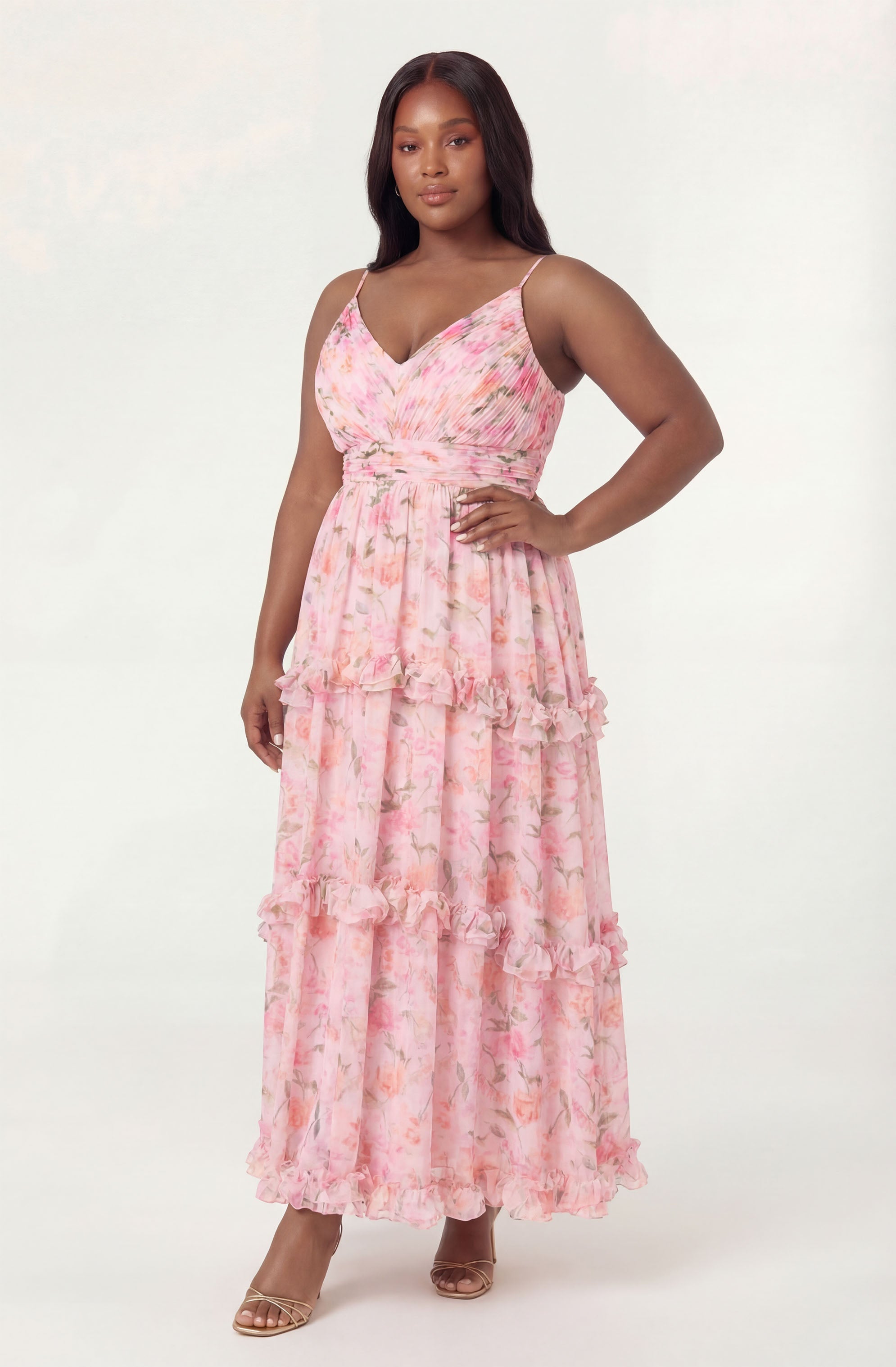 Ayanna Floral Pleated Tiered Maxi Dress