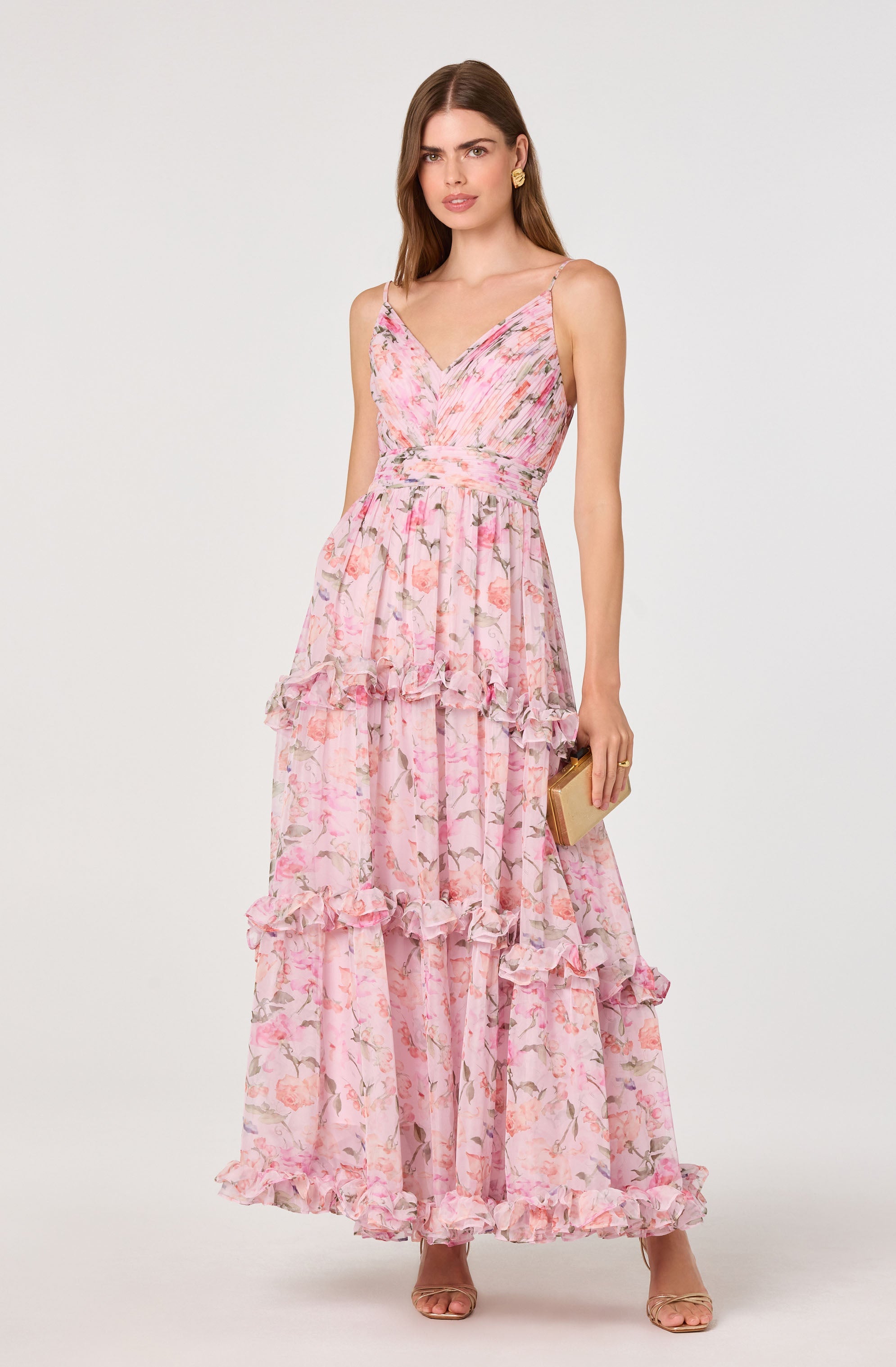 Ayanna Floral Pleated Tiered Maxi Dress