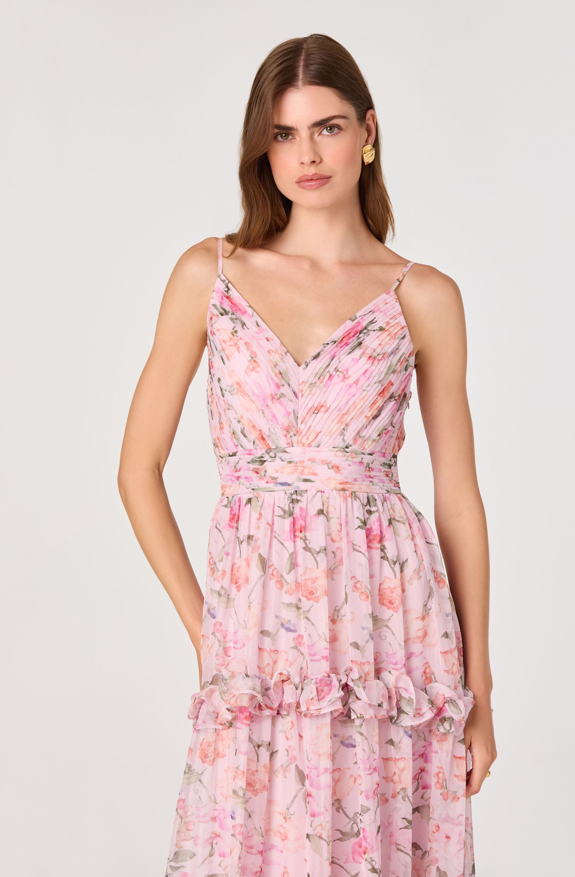 Ayanna Floral Pleated Tiered Maxi Dress