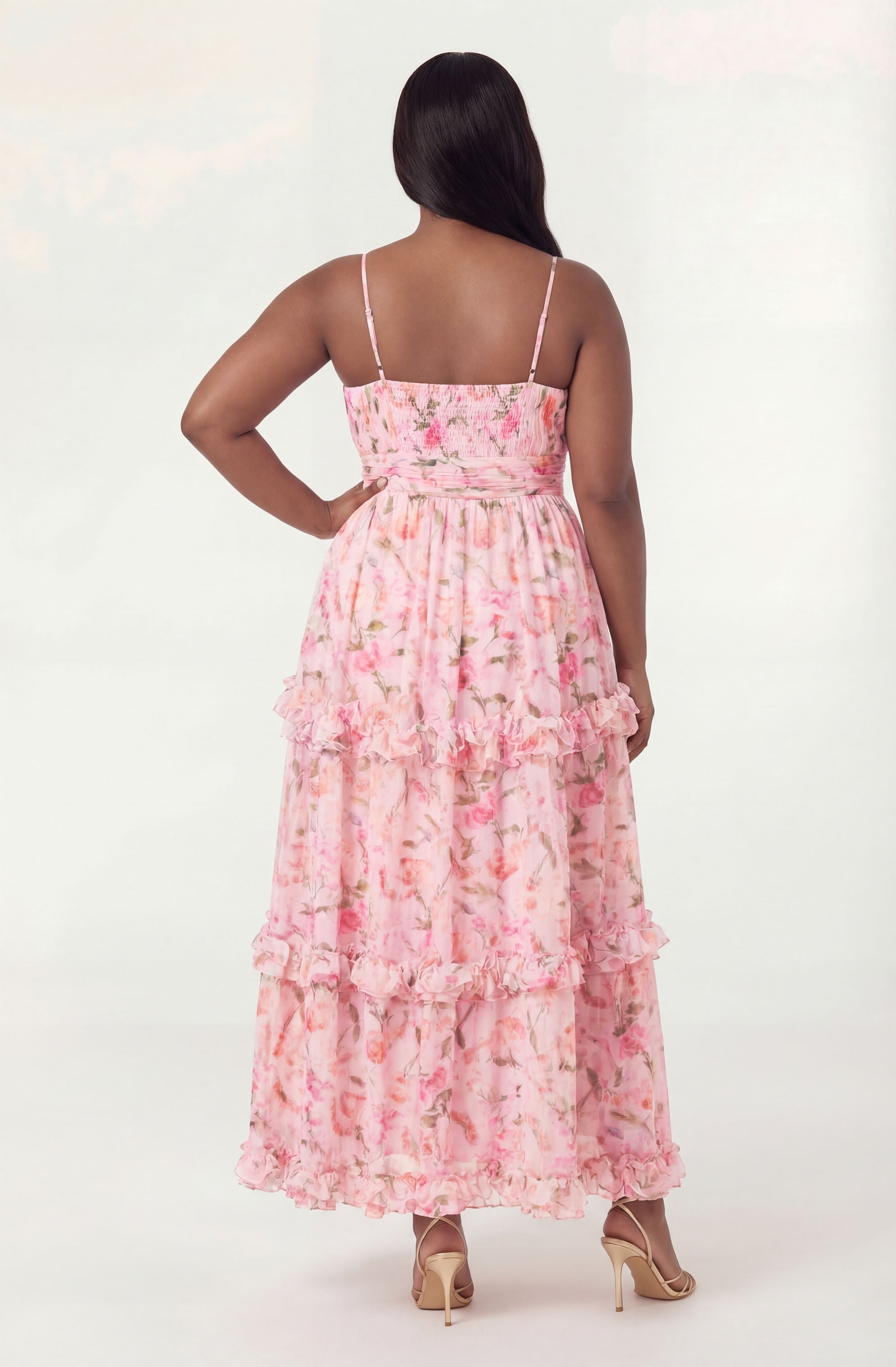 Ayanna Floral Pleated Tiered Maxi Dress
