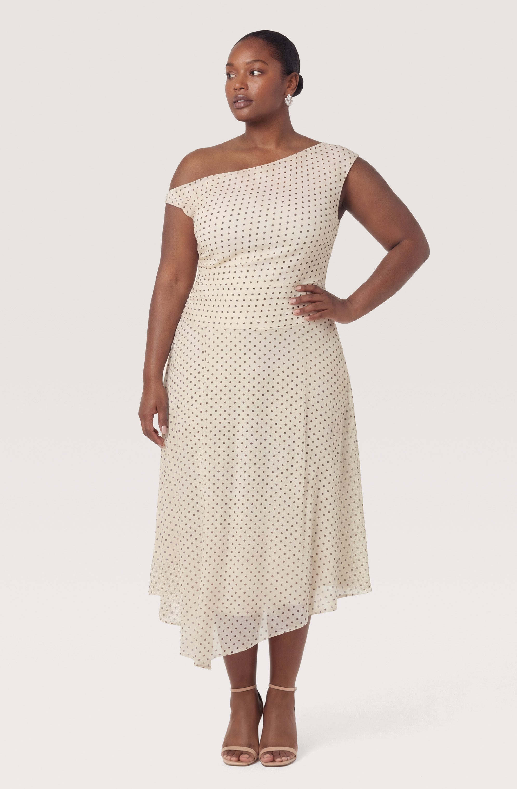 Ciarra Off-Shoulder Asymmetric Midi Dress