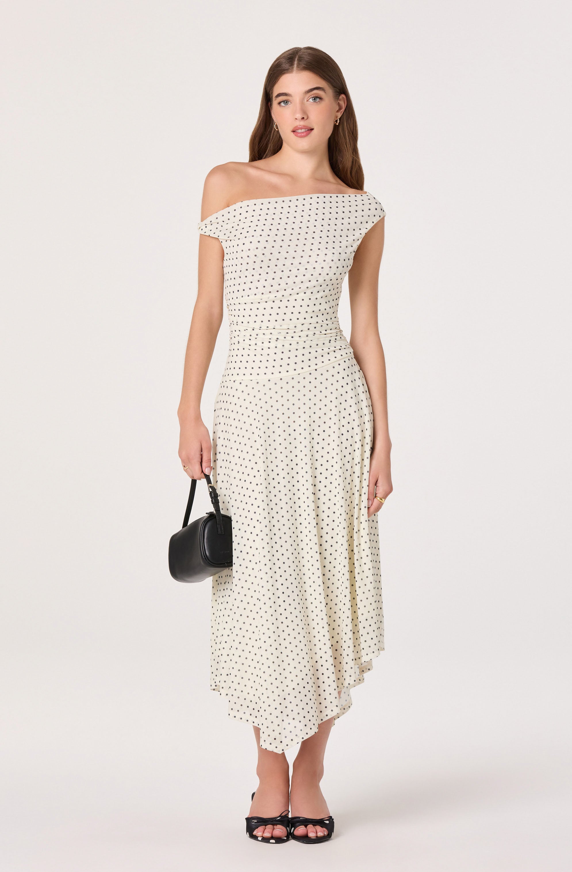 Ciarra Off-Shoulder Asymmetric Midi Dress