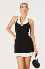 Casandra Collared Halter Faux-Layer Mini Dress
