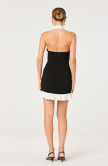 Casandra Collared Halter Faux-Layer Mini Dress