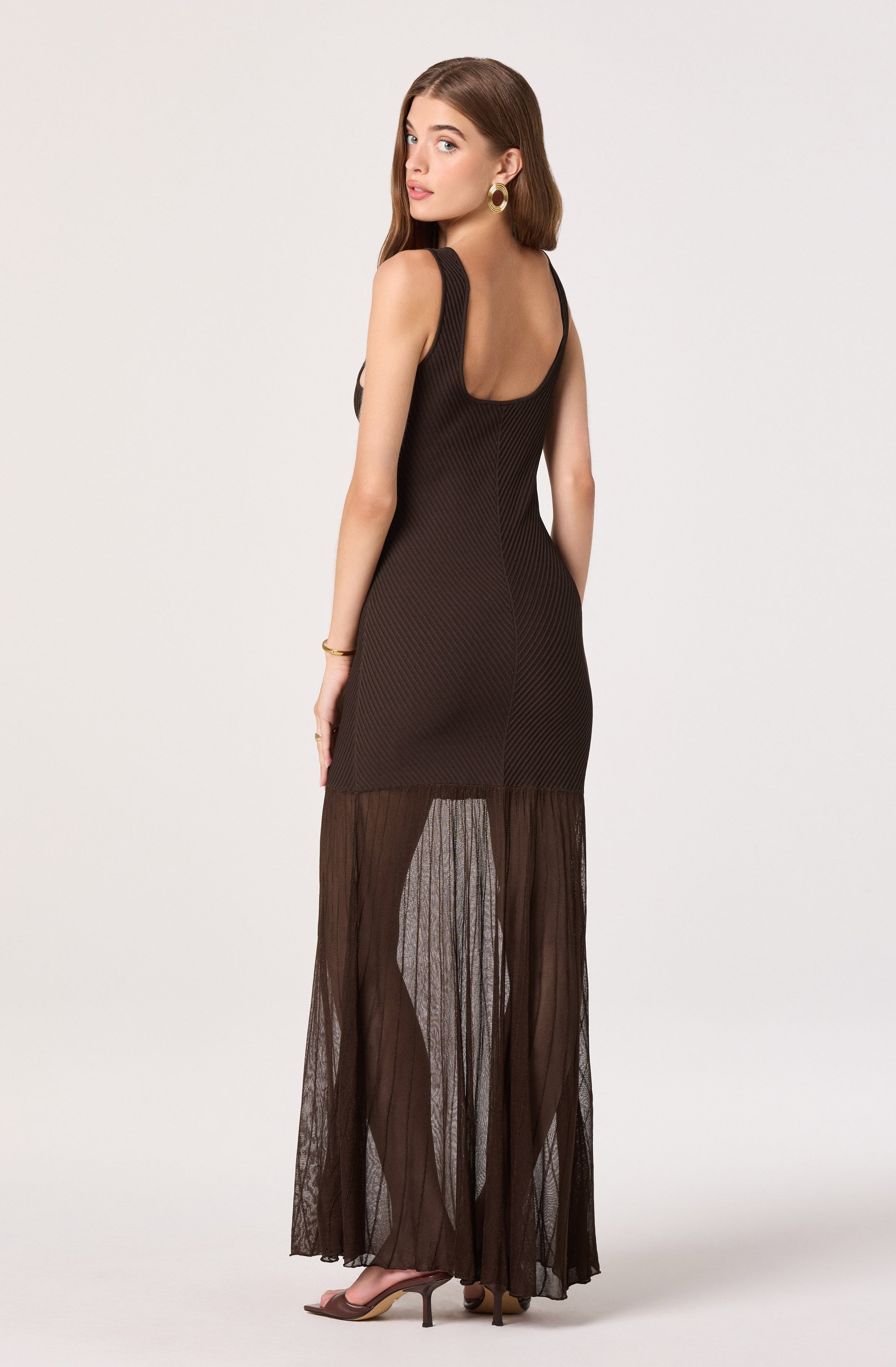 Glena Ribbed Knit Drop Waist Maxi Dress