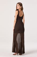 Glena Ribbed Knit Drop Waist Maxi Dress