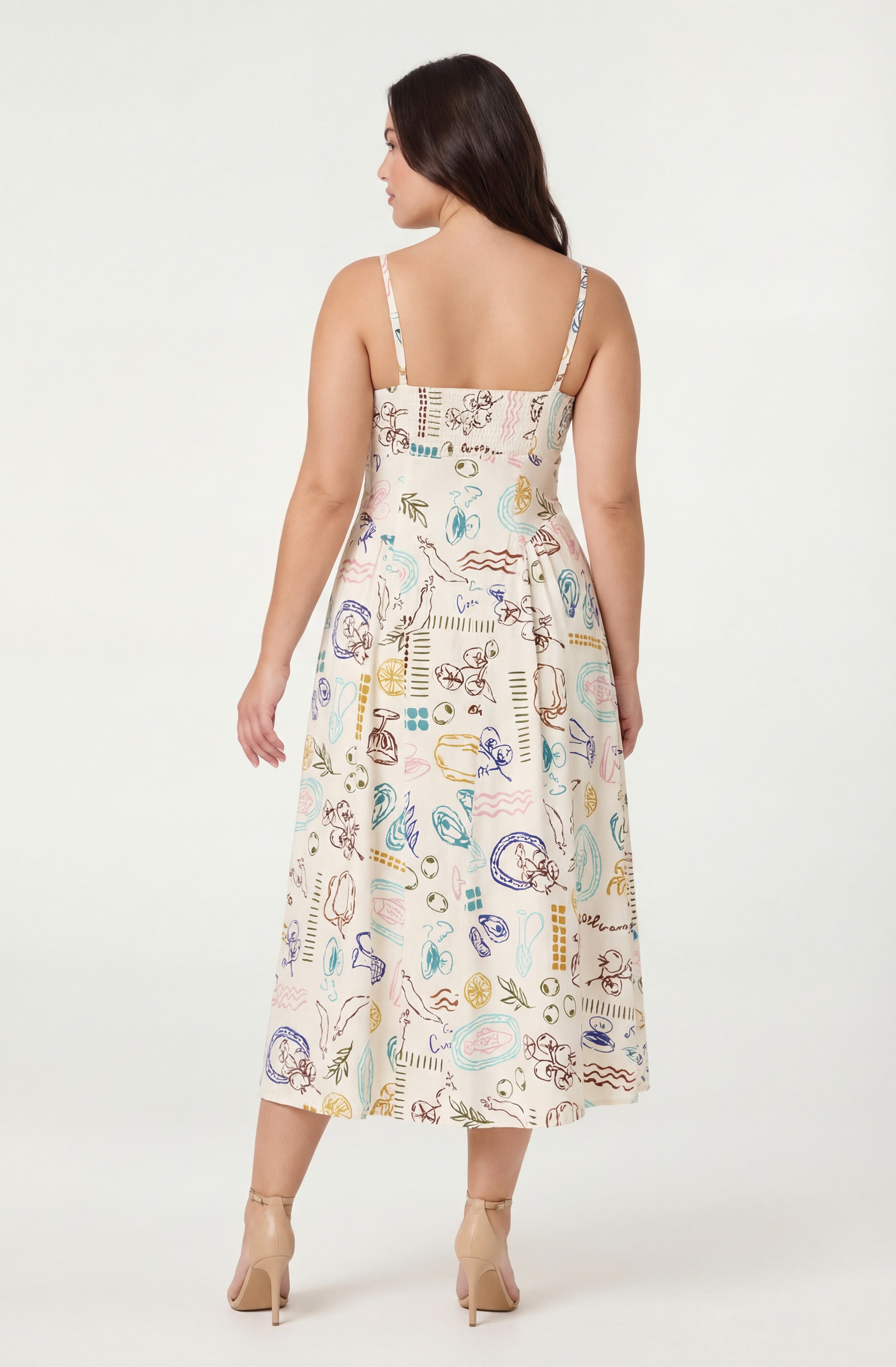 Ansley Novelty Print Linen Midi Dress