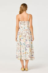 Ansley Novelty Print Linen Midi Dress
