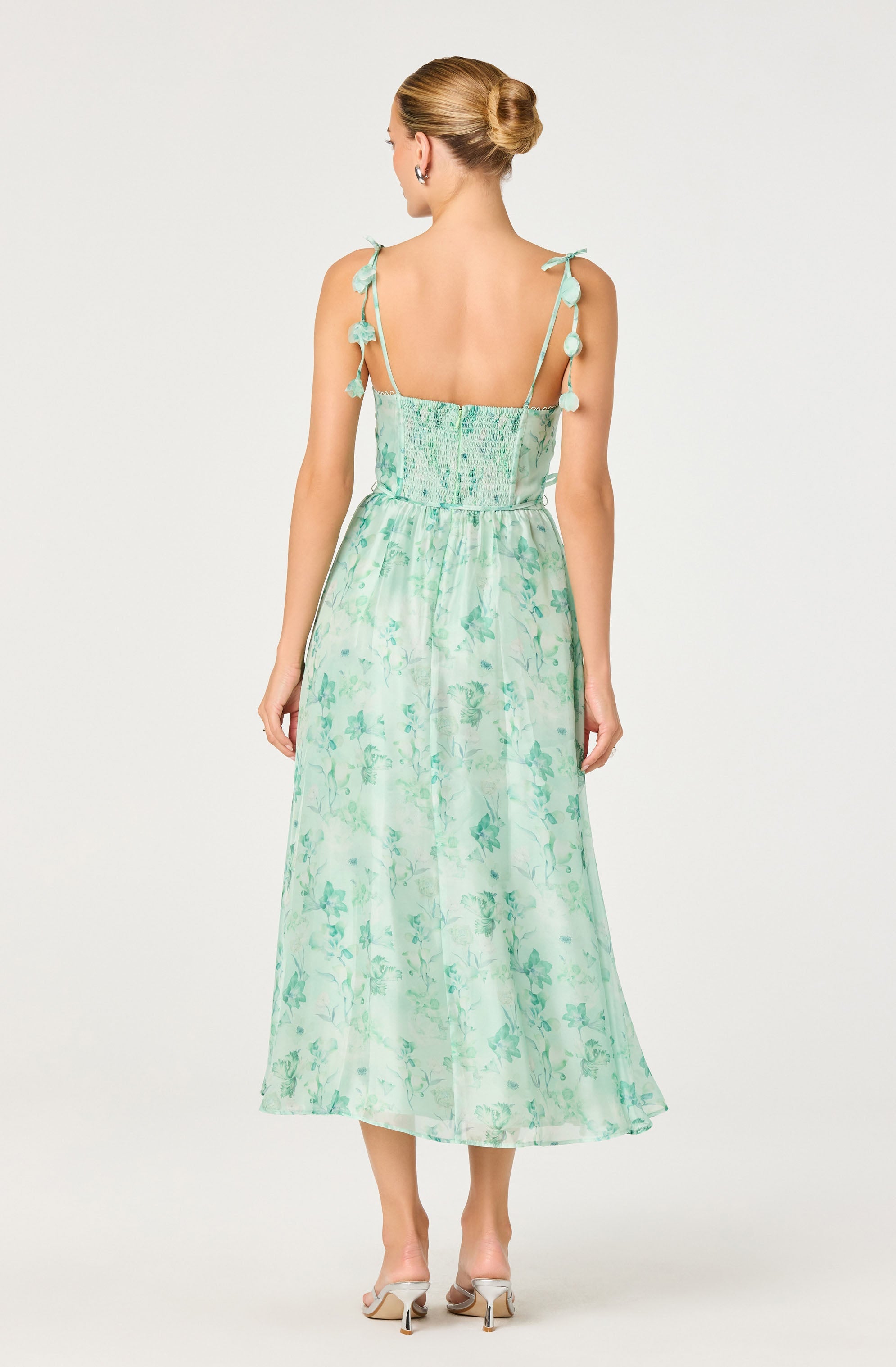 Halcyon Floral 3D Flower Appliqu茅 Midi Dress