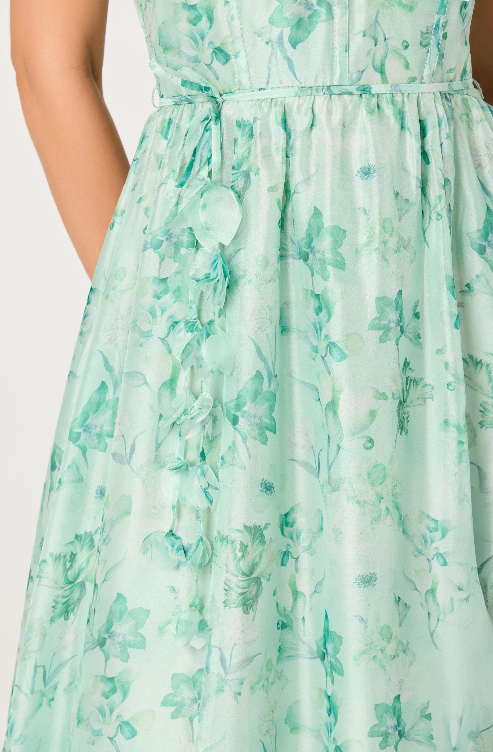 Halcyon Floral 3D Flower Appliqu茅 Midi Dress