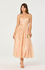 Halcyon Floral 3D Flower Appliqu茅 Midi Dress