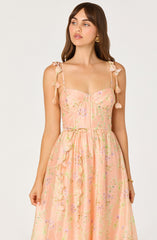 Halcyon Floral 3D Flower Appliqu茅 Midi Dress